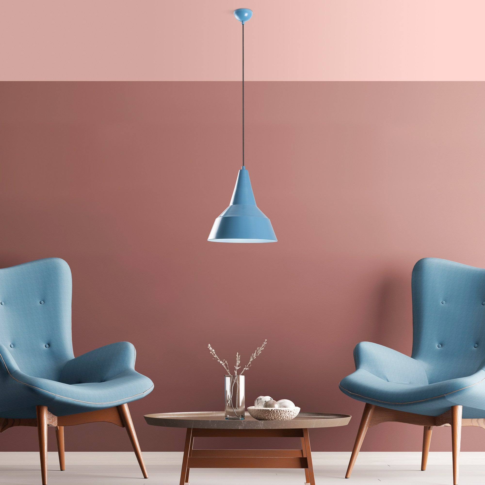 Candeeiro de Teto – altura ajustável de 42 a 131 cm – azul claro – metal