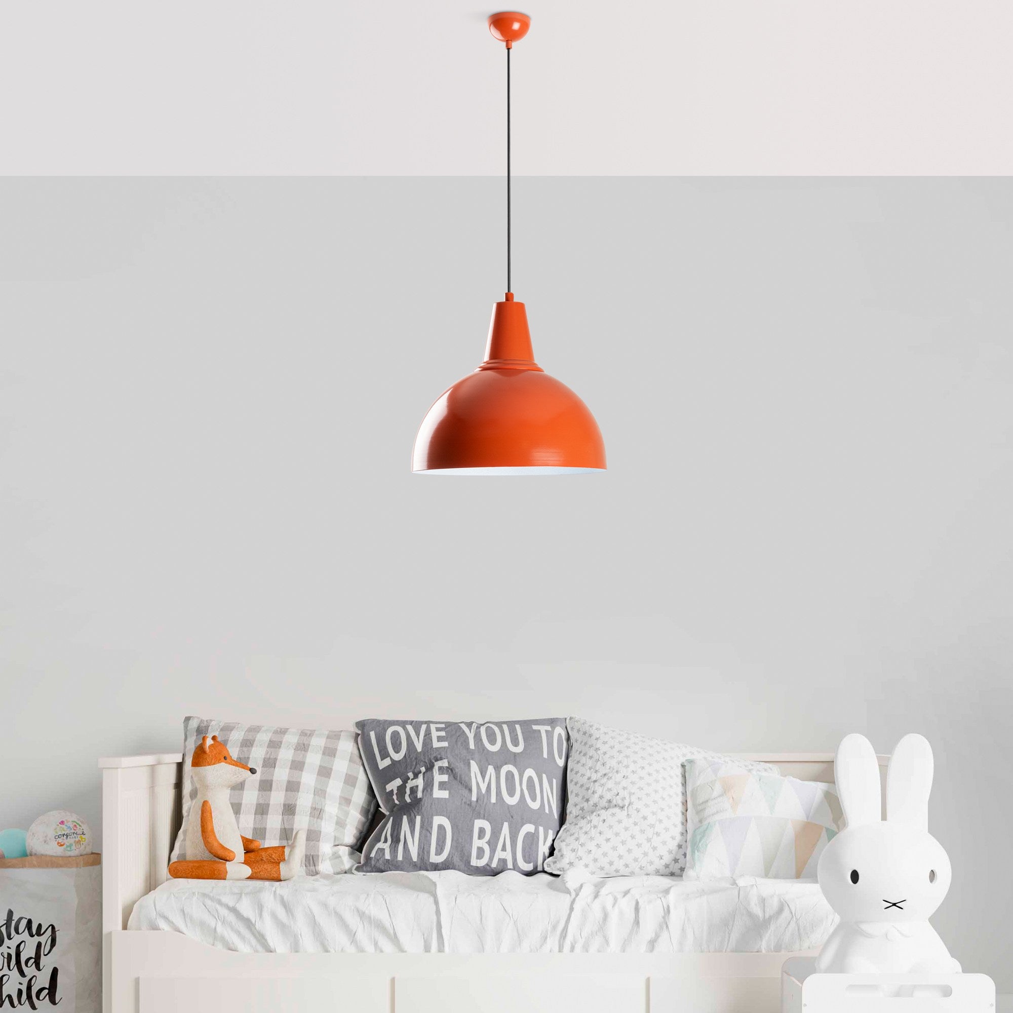 Candeeiro de Teto – altura ajustável de 32 a 121 cm – laranja – metal