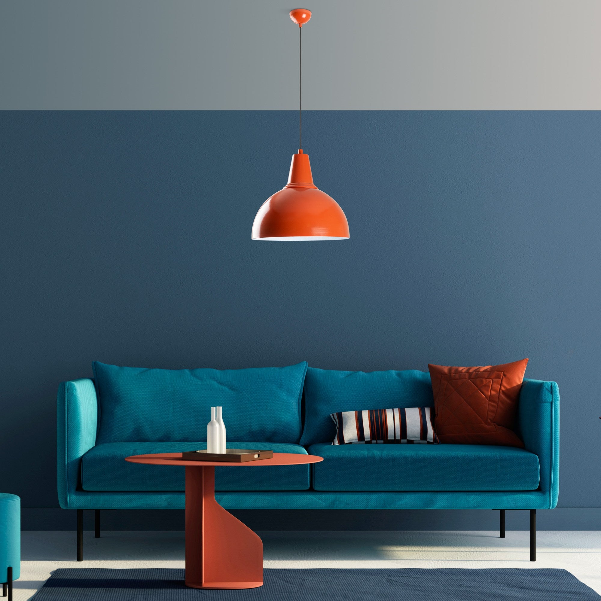 Candeeiro de Teto – altura ajustável de 32 a 121 cm – laranja – metal