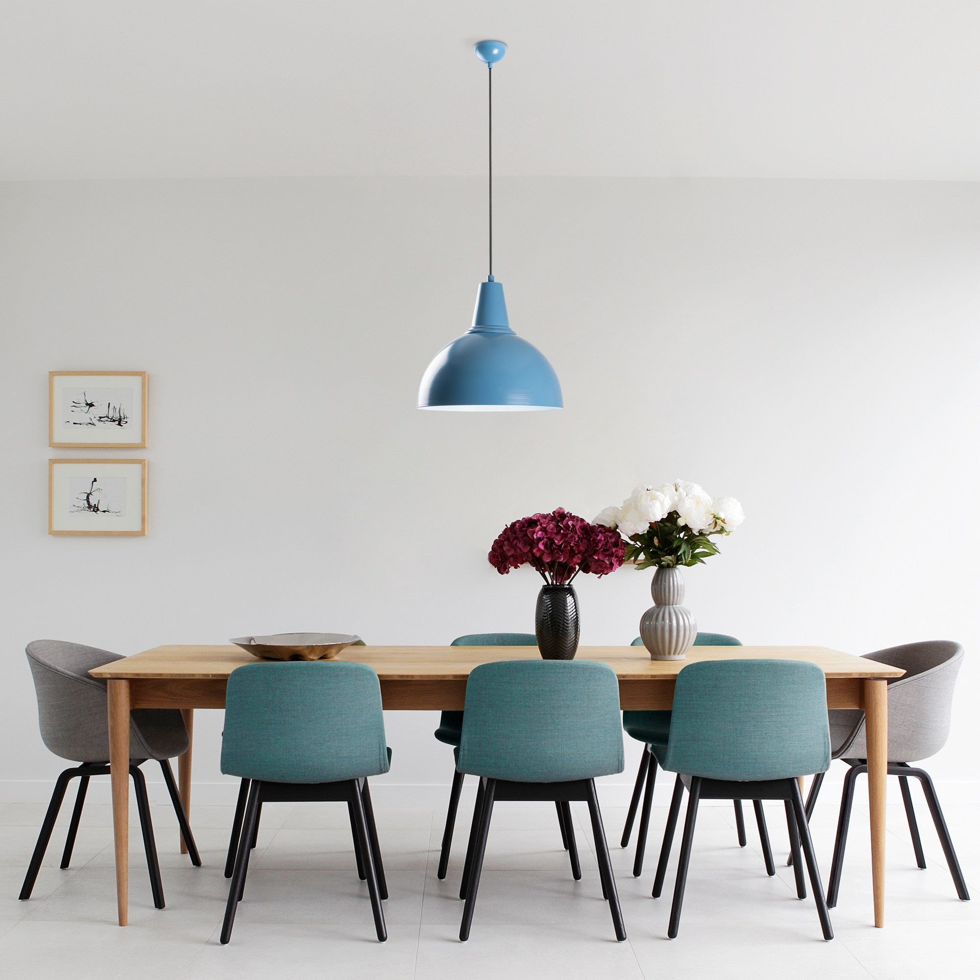 Candeeiro de Teto – 32 a 121 cm – Azul Claro – Metal