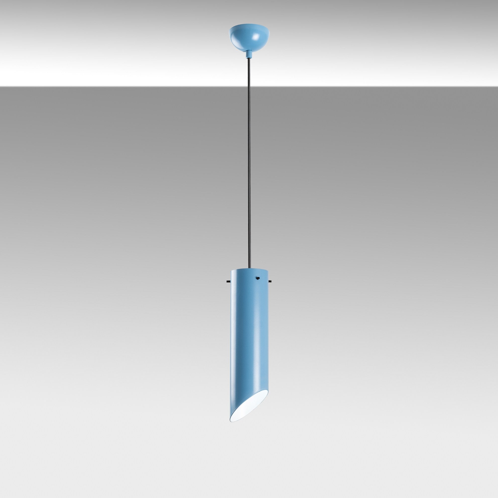 Candeeiro de Teto – Altura Ajustável 37-114 cm – Azul Claro – Metal