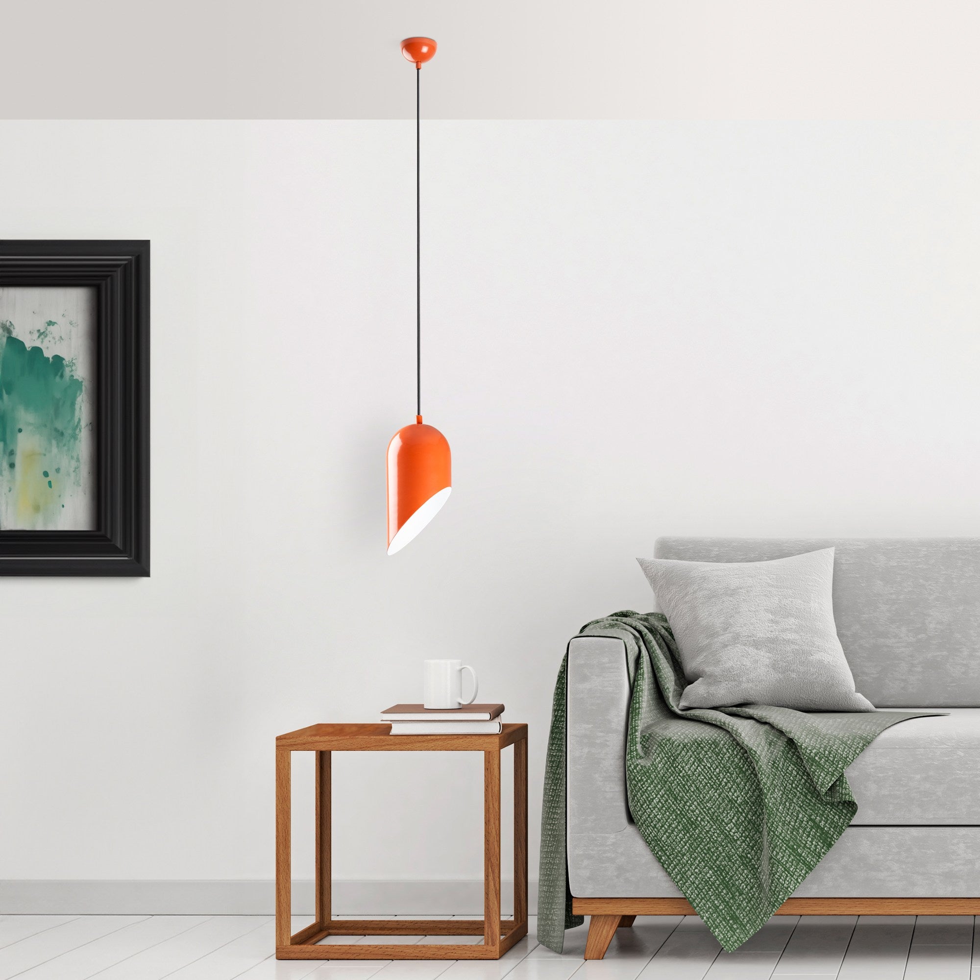 Candeeiro de Teto – 32 a 121 cm – Laranja – Metal