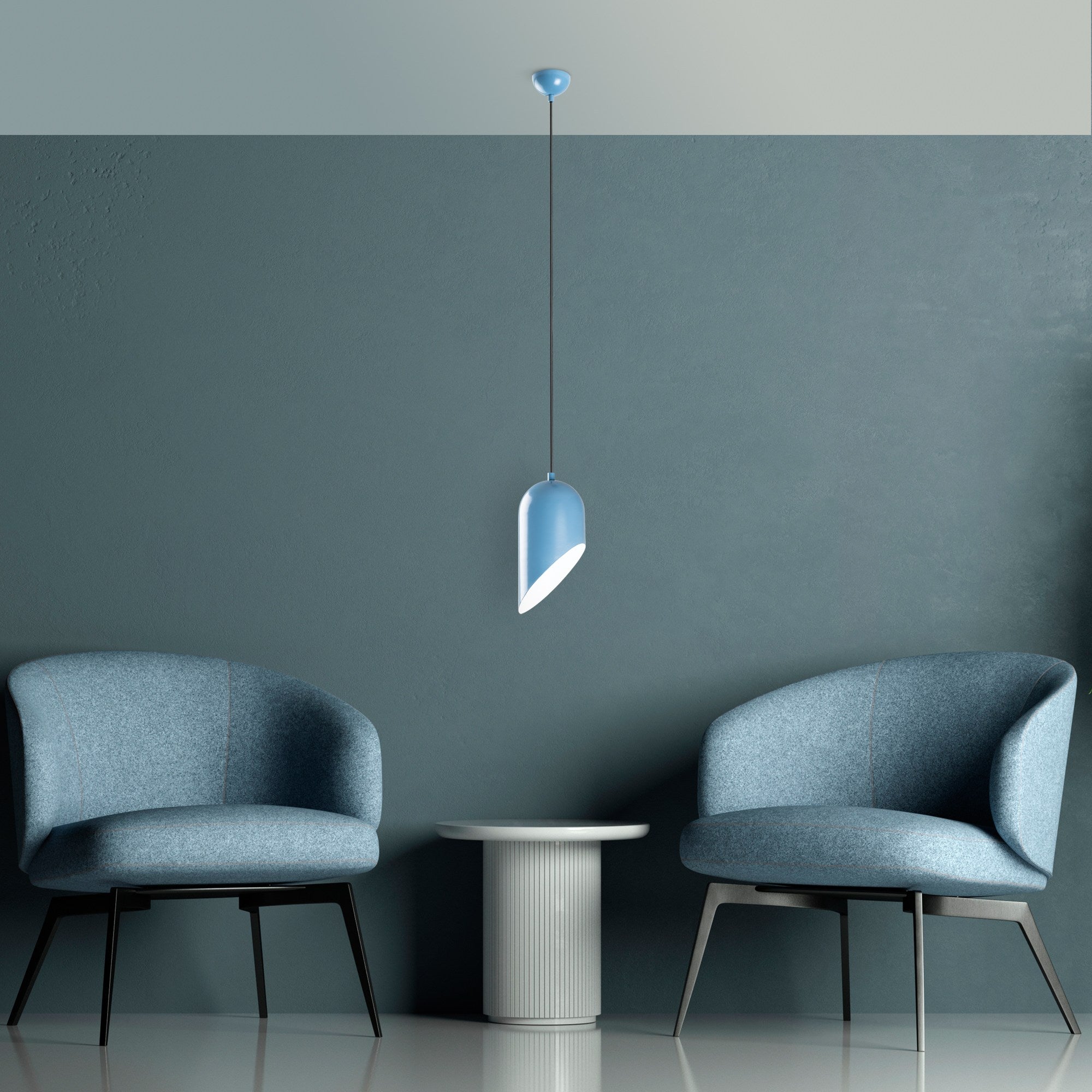 Candeeiro de Teto ajustável – 32 a 121 cm – azul claro – metal