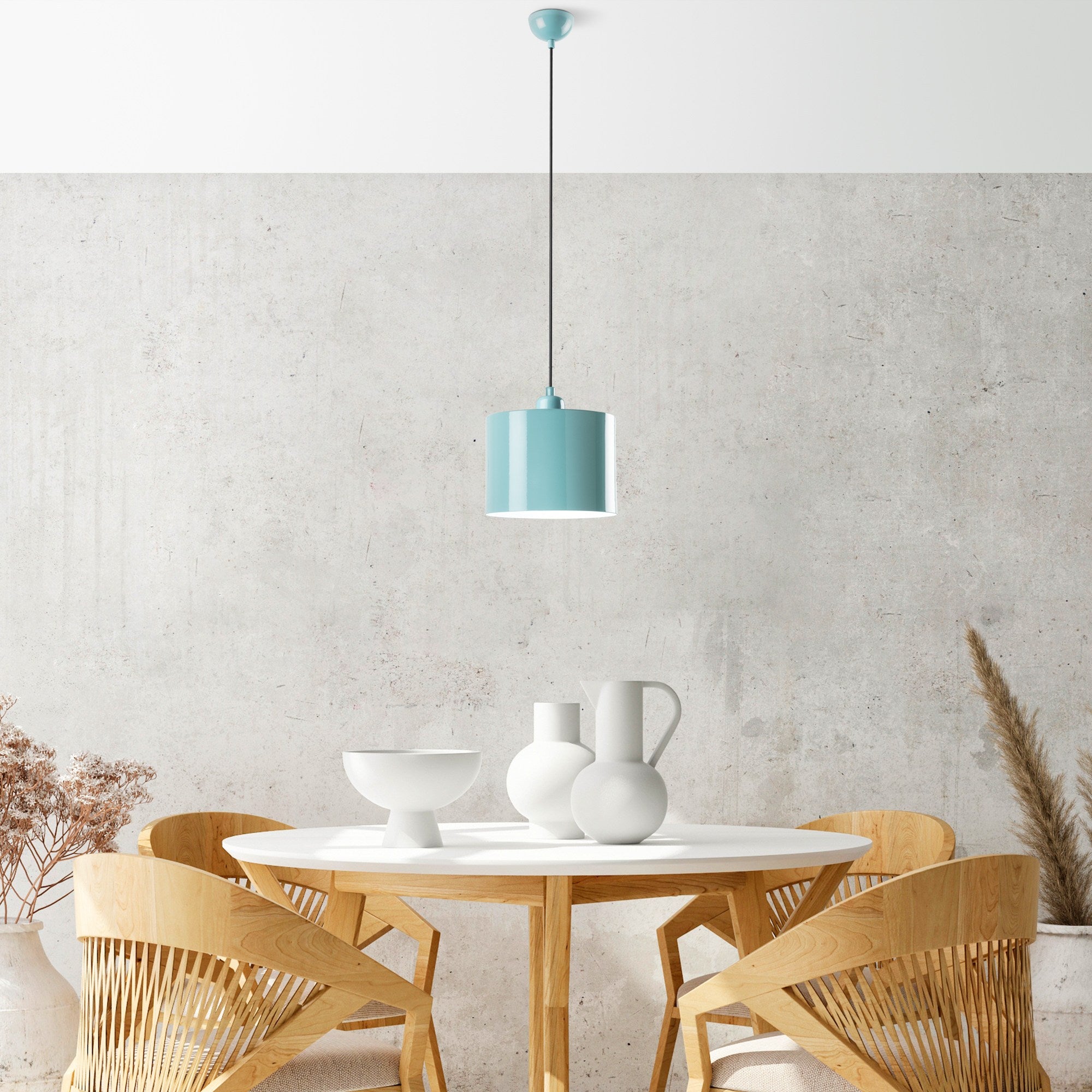 Candeeiro de Teto – altura ajustável de 25 a 110 cm – turquesa – metal