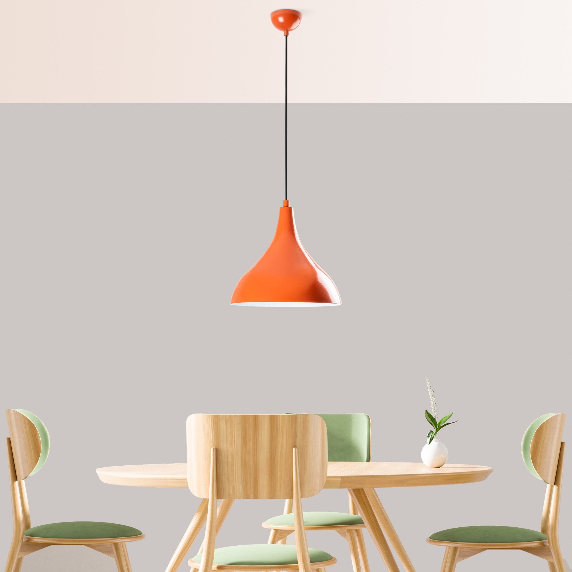 Candeeiro de Teto – altura ajustável de 33 a 122 cm – laranja – metal