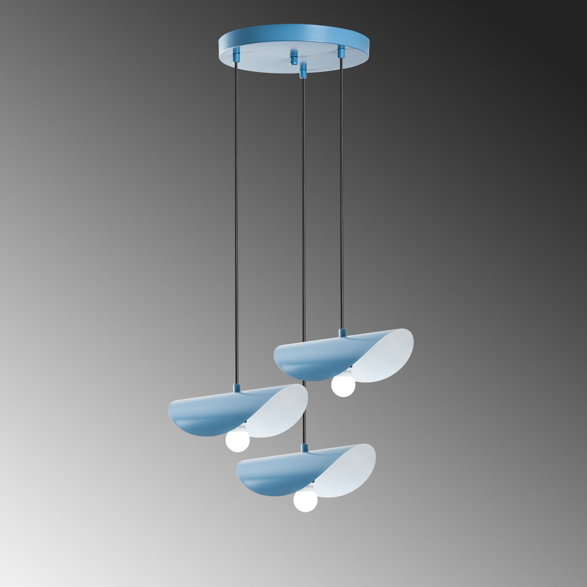 Candeeiro de Teto – 50 cm de Diâmetro – Azul Claro – Metal