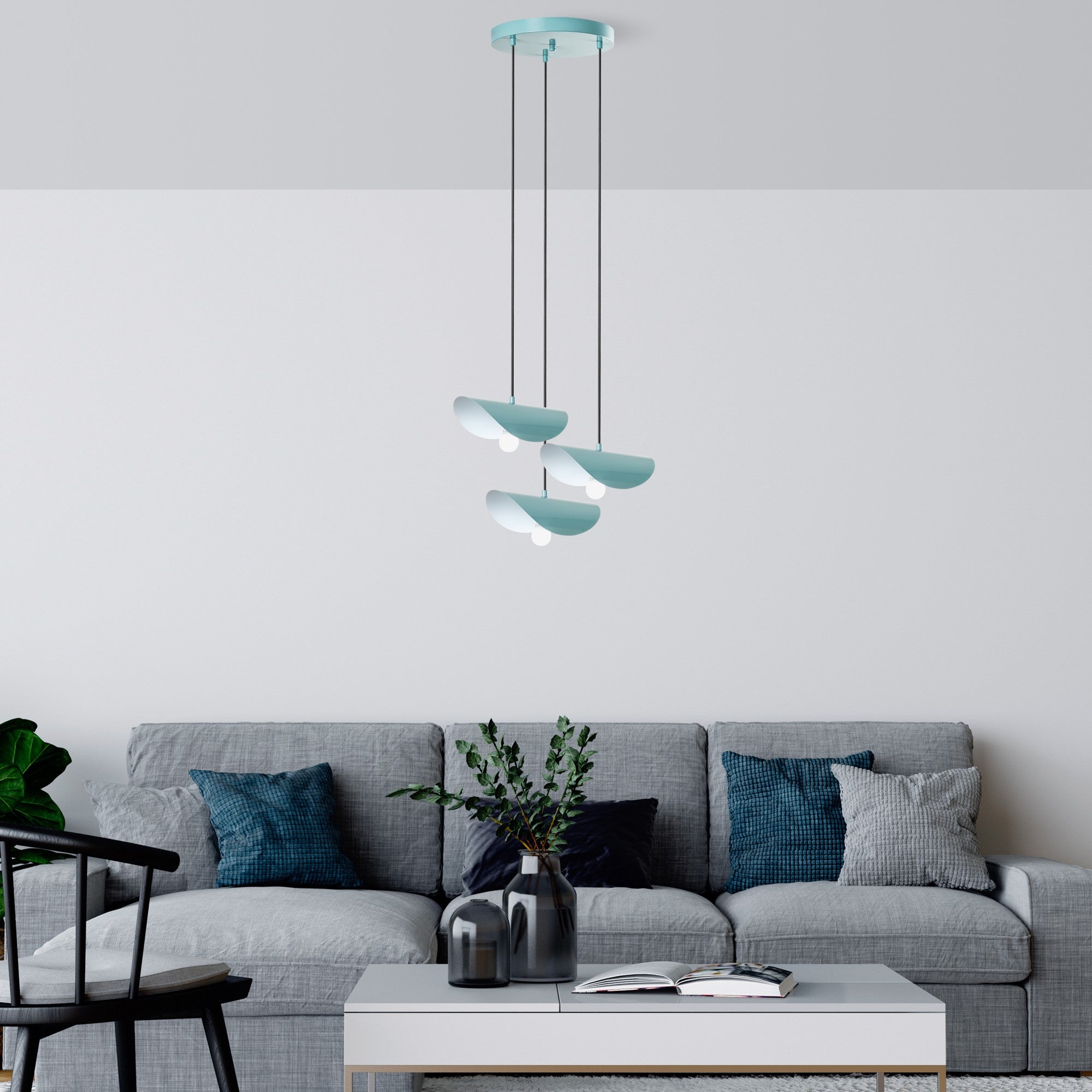 Candeeiro de Teto de metal – 50 cm de diâmetro – turquesa