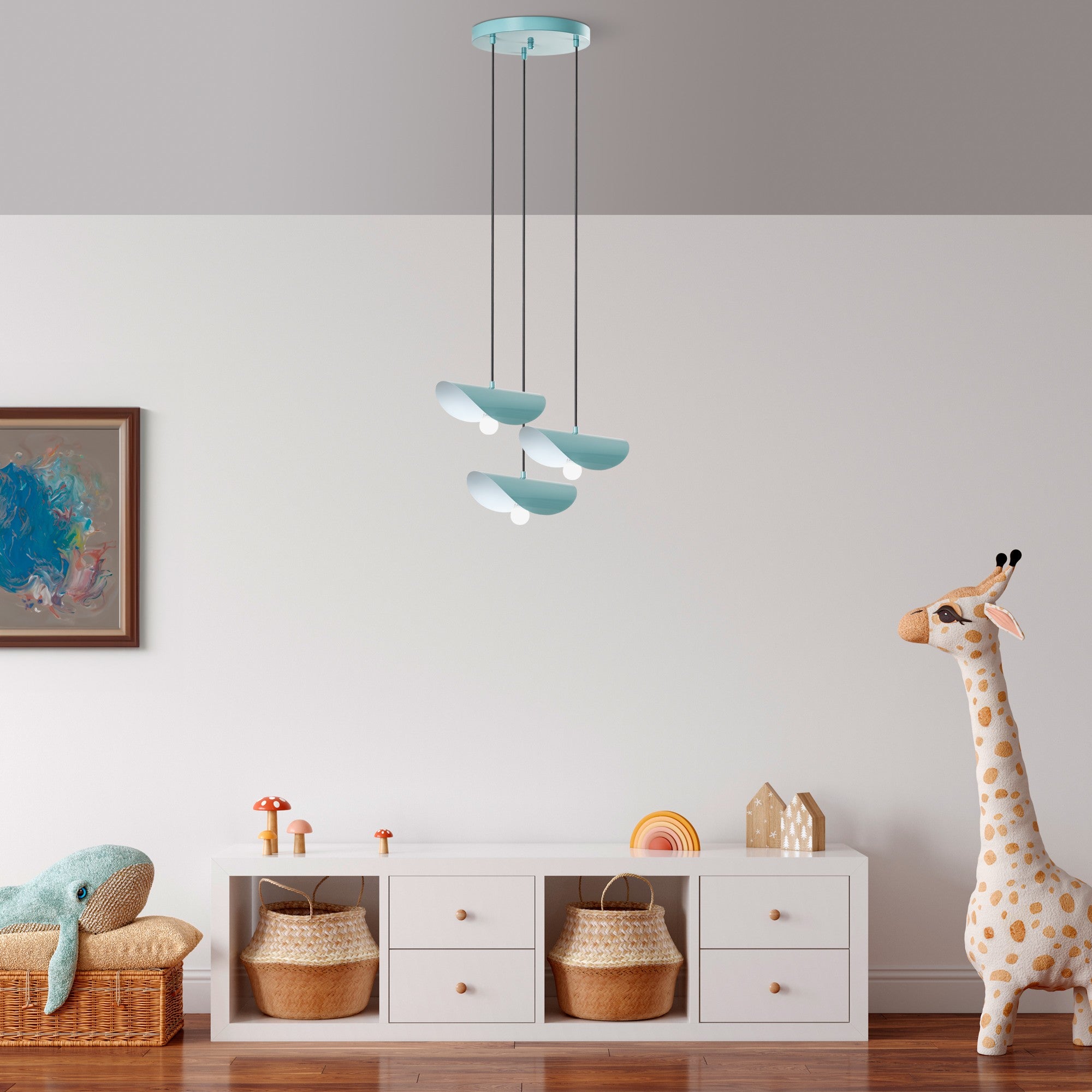 Candeeiro de Teto de metal – 50 cm de diâmetro – turquesa