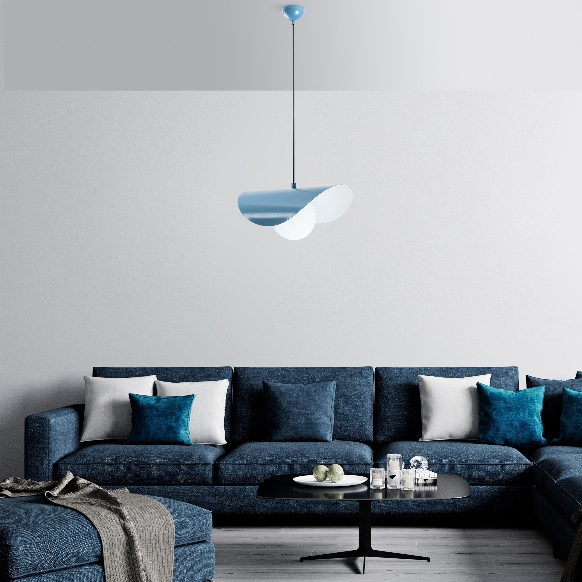 Candeeiro de Teto – Altura Ajustável 25-112 cm – Azul Claro – Metal