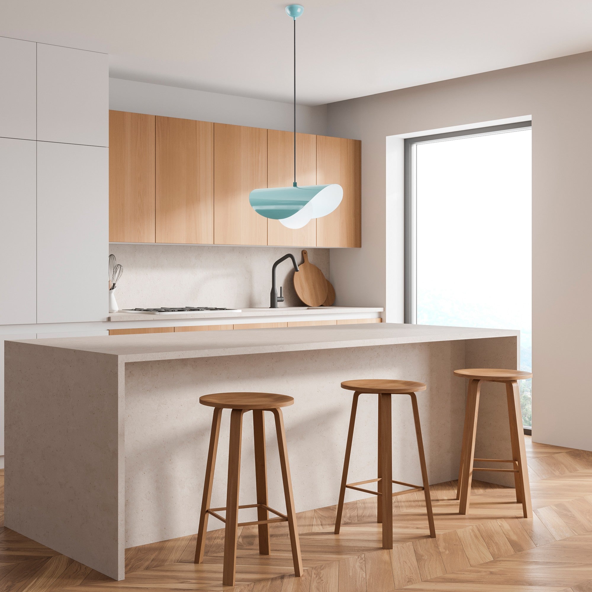 Candeeiro de Teto de Metal – Altura Ajustável 25-112 cm – Turquesa