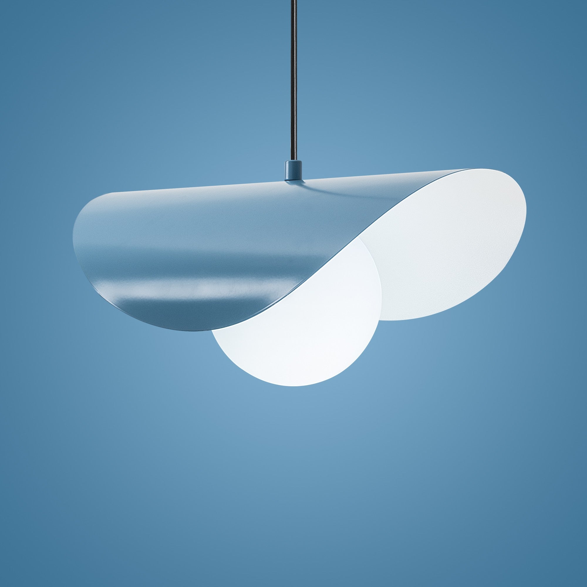 Candeeiro de Teto – 50 cm de Diâmetro – Azul Claro – Metal