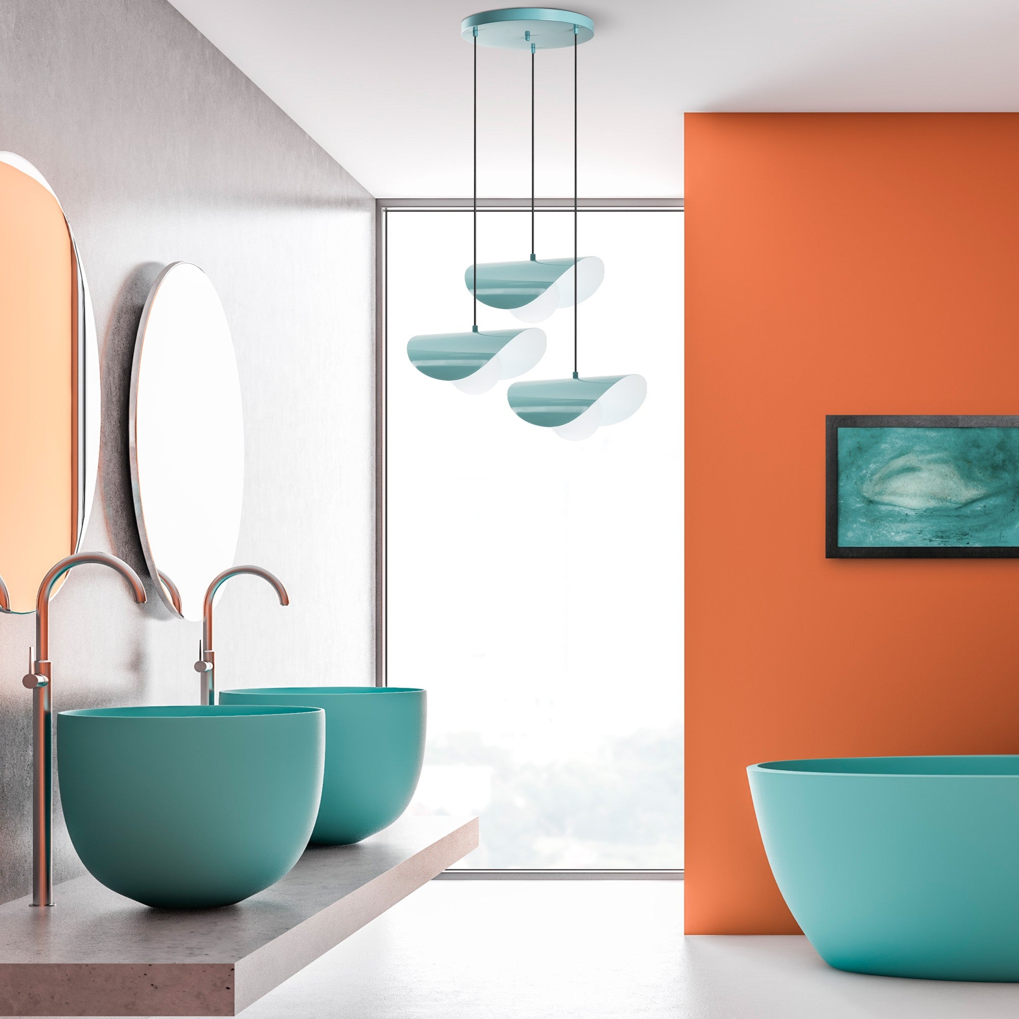 Candeeiro de Teto de metal – 50 cm de diâmetro – turquesa