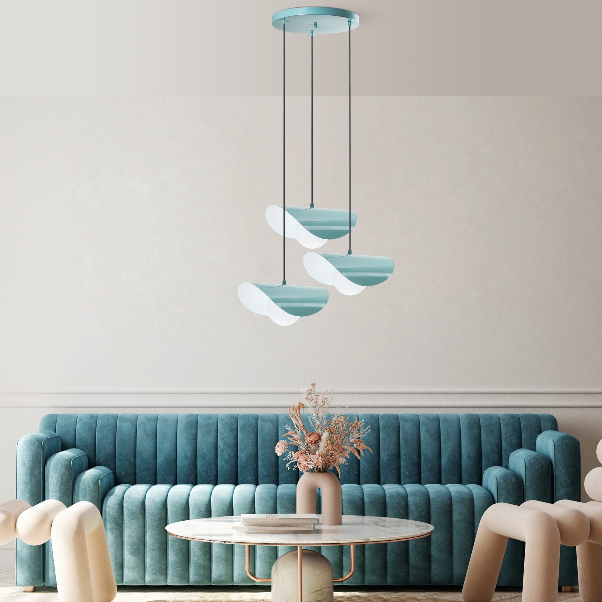 Candeeiro de Teto de metal – 50 cm de diâmetro – turquesa