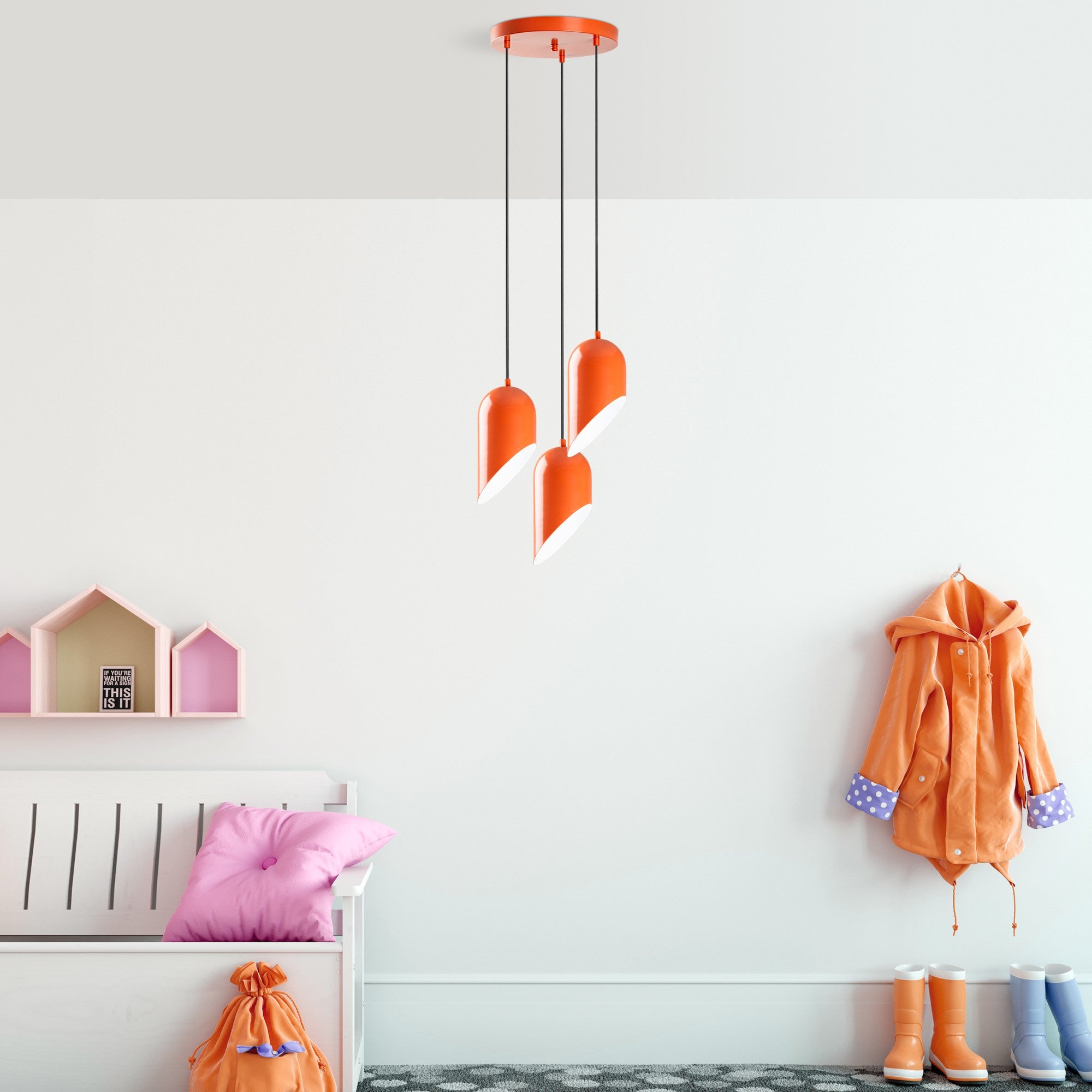 Candeeiro de Teto – 40 cm de diâmetro – laranja – metal