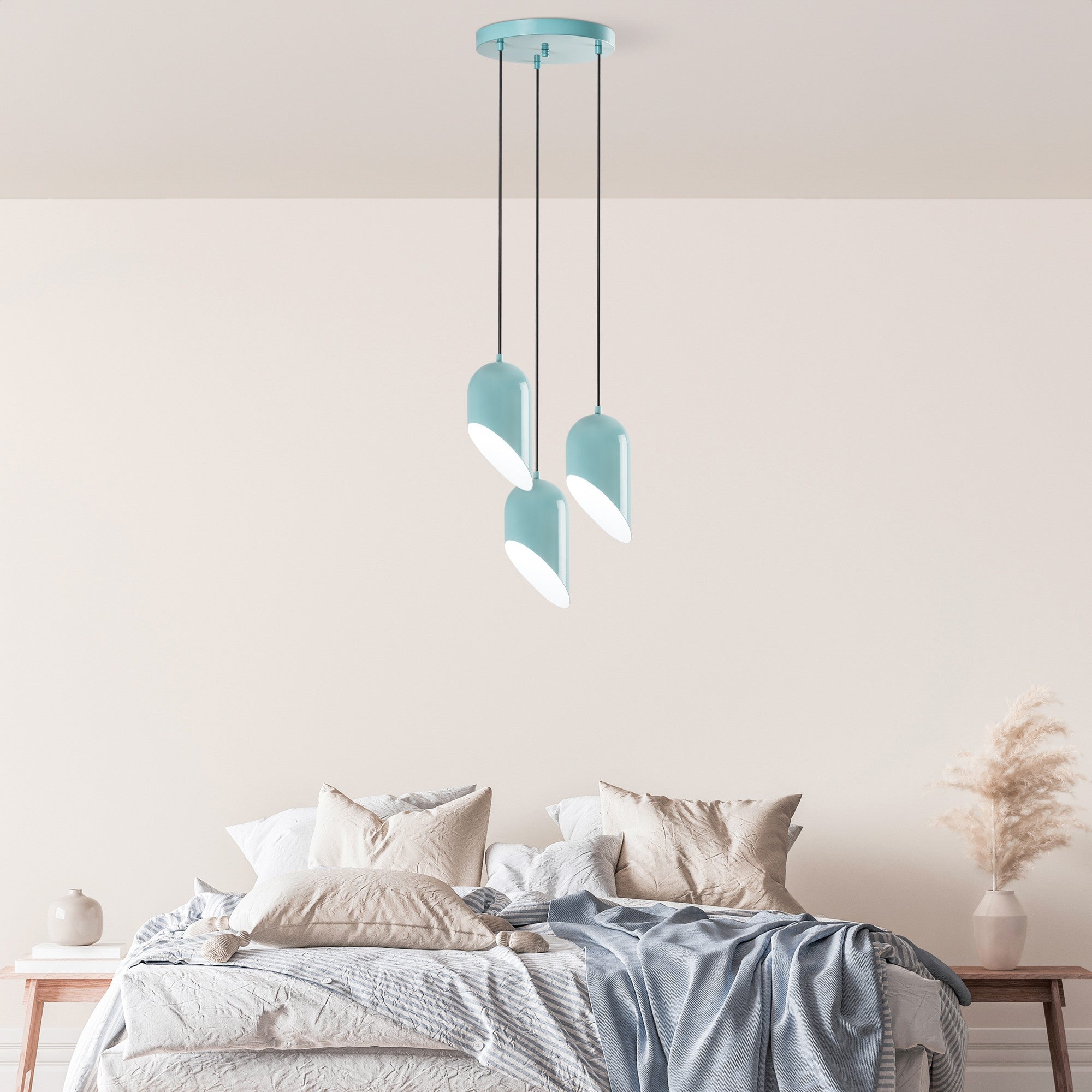 Candeeiro de Teto de metal – altura ajustável de 75 a 121 cm – turquesa