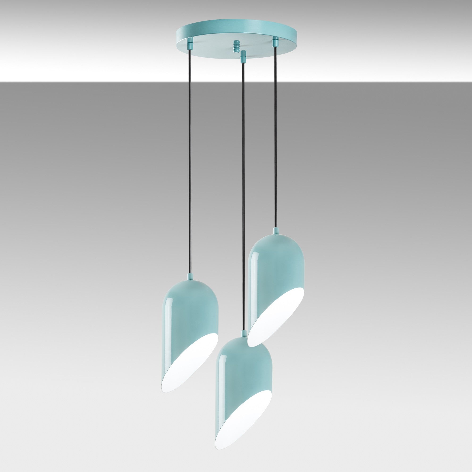 Candeeiro de Teto de metal – altura ajustável de 75 a 121 cm – turquesa