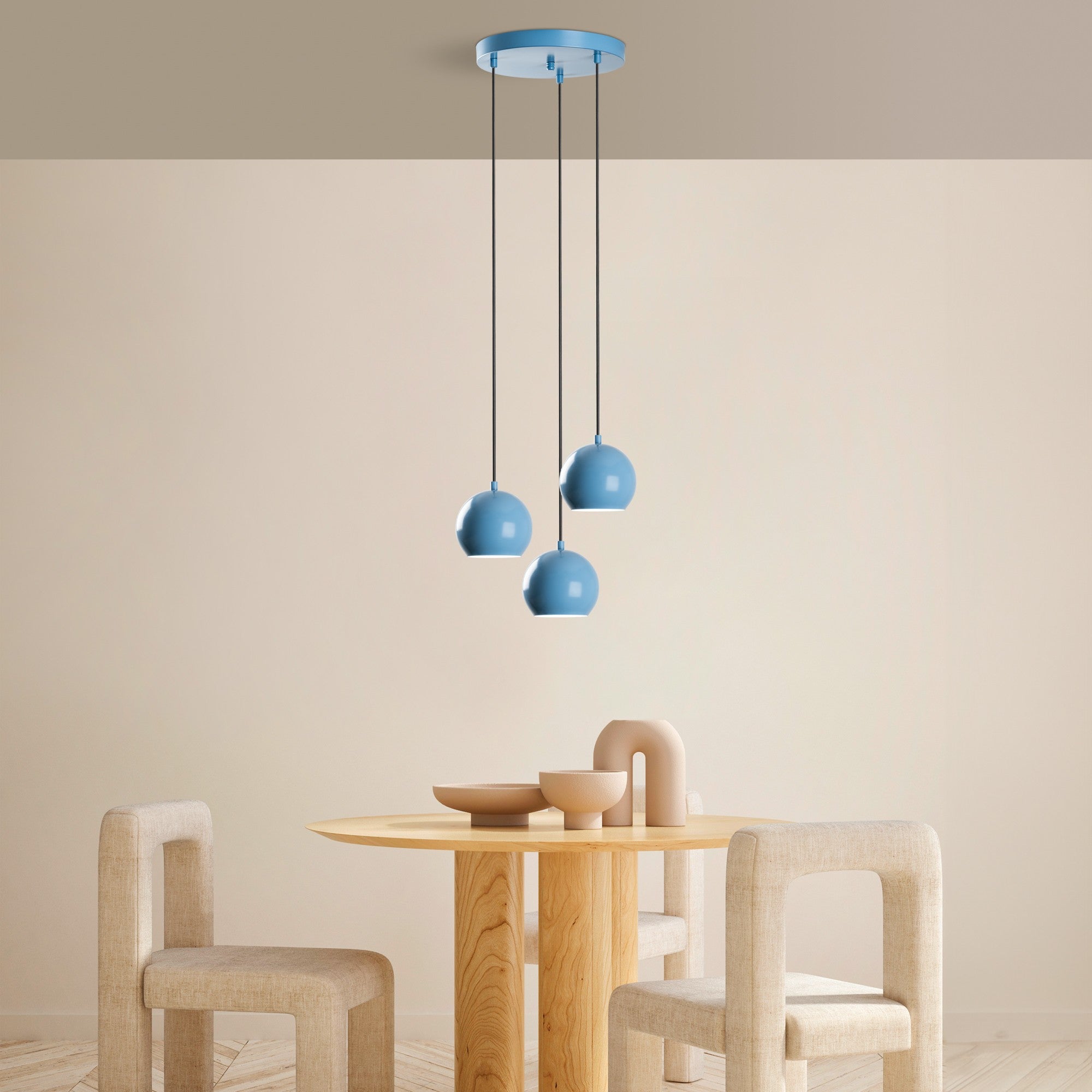 Candeeiro de Teto – 45 cm de diâmetro – Azul claro – Metal