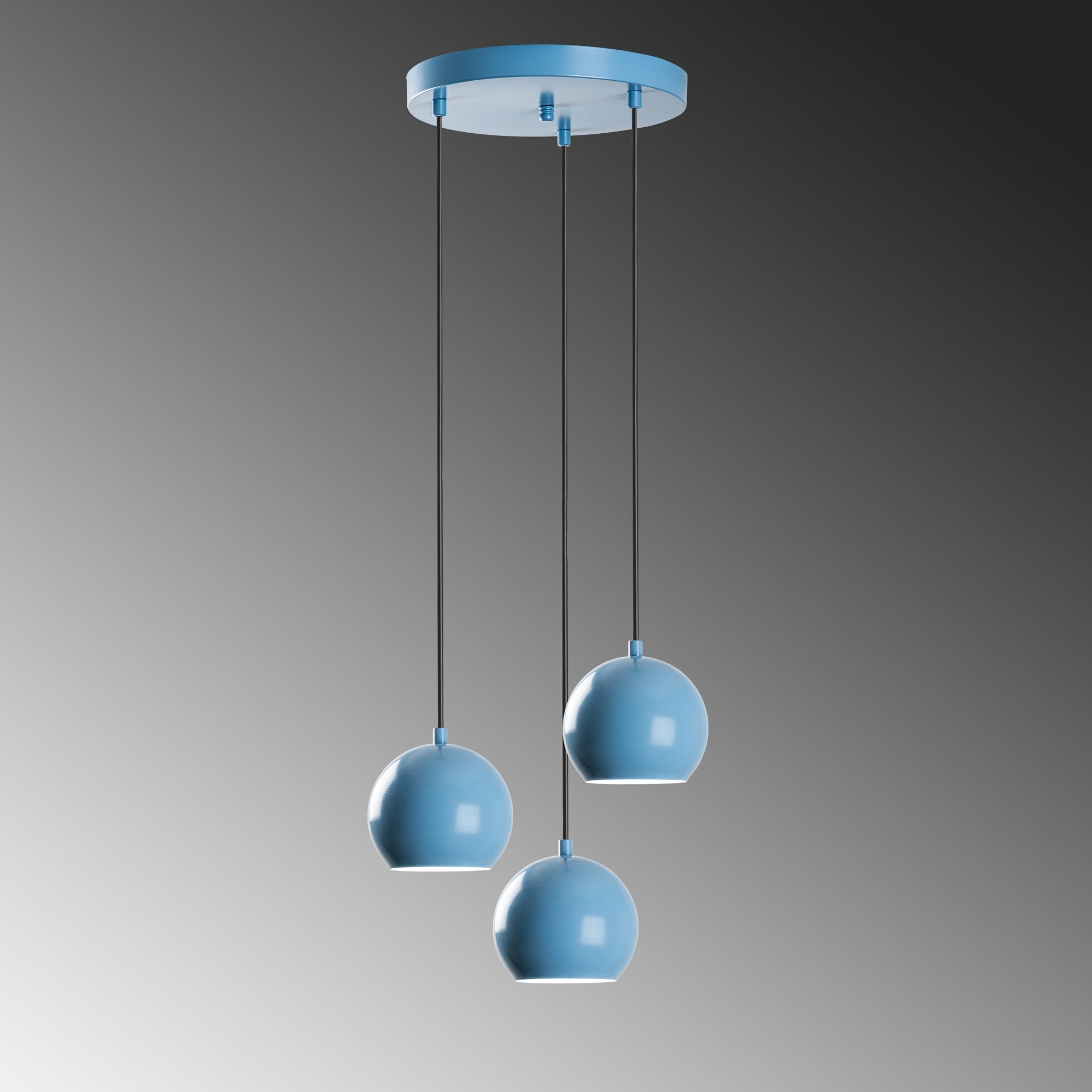 Candeeiro de Teto – 45 cm de diâmetro – Azul claro – Metal