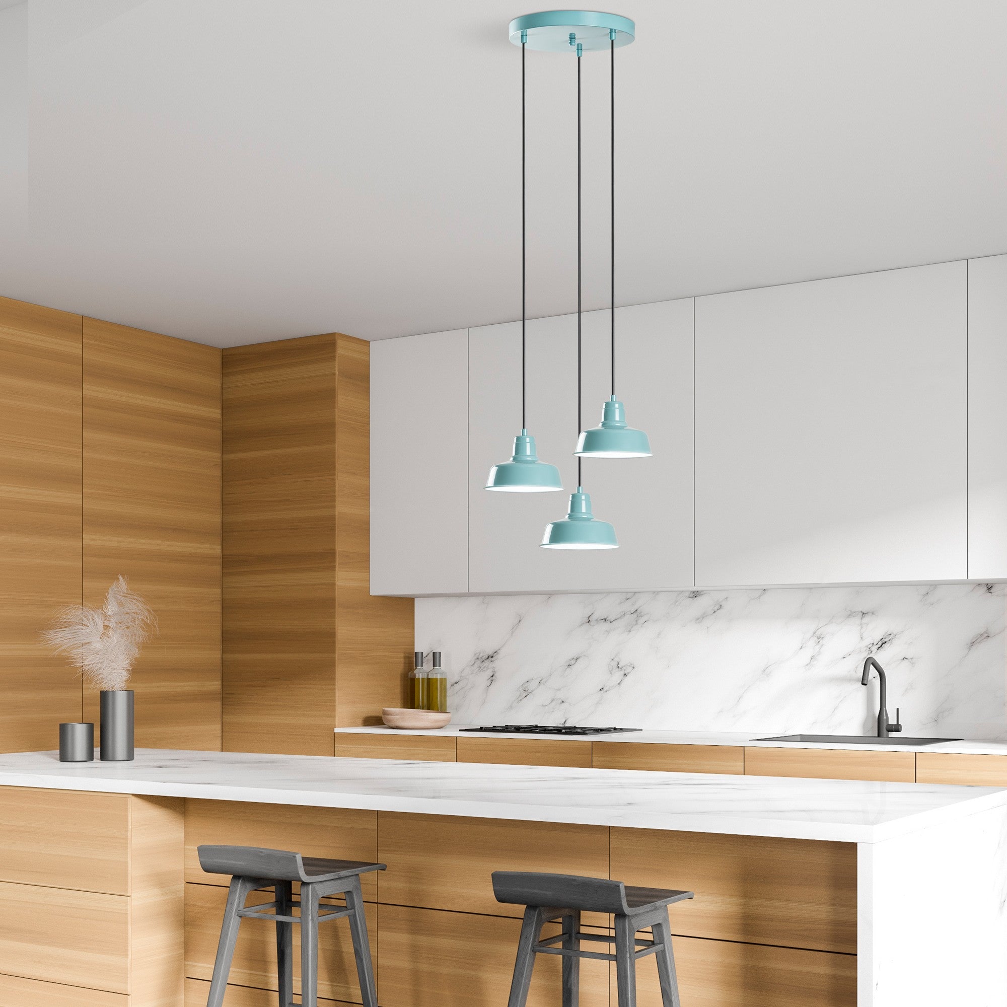 Candeeiro de Teto – 45 cm de diâmetro – turquesa – metal