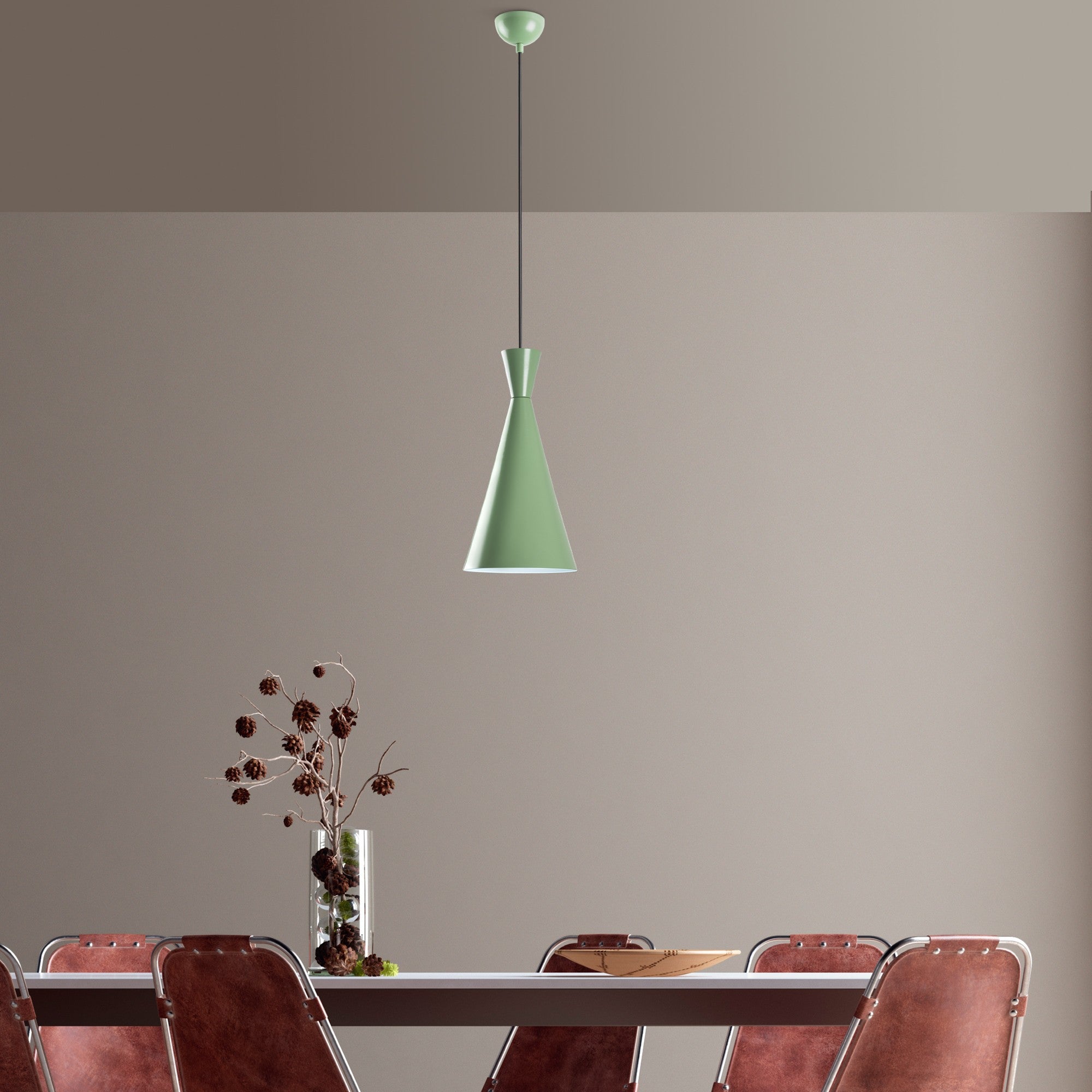 Candeeiro de Teto – altura ajustável de 45 a 134 cm – cor menta – corpo de metal