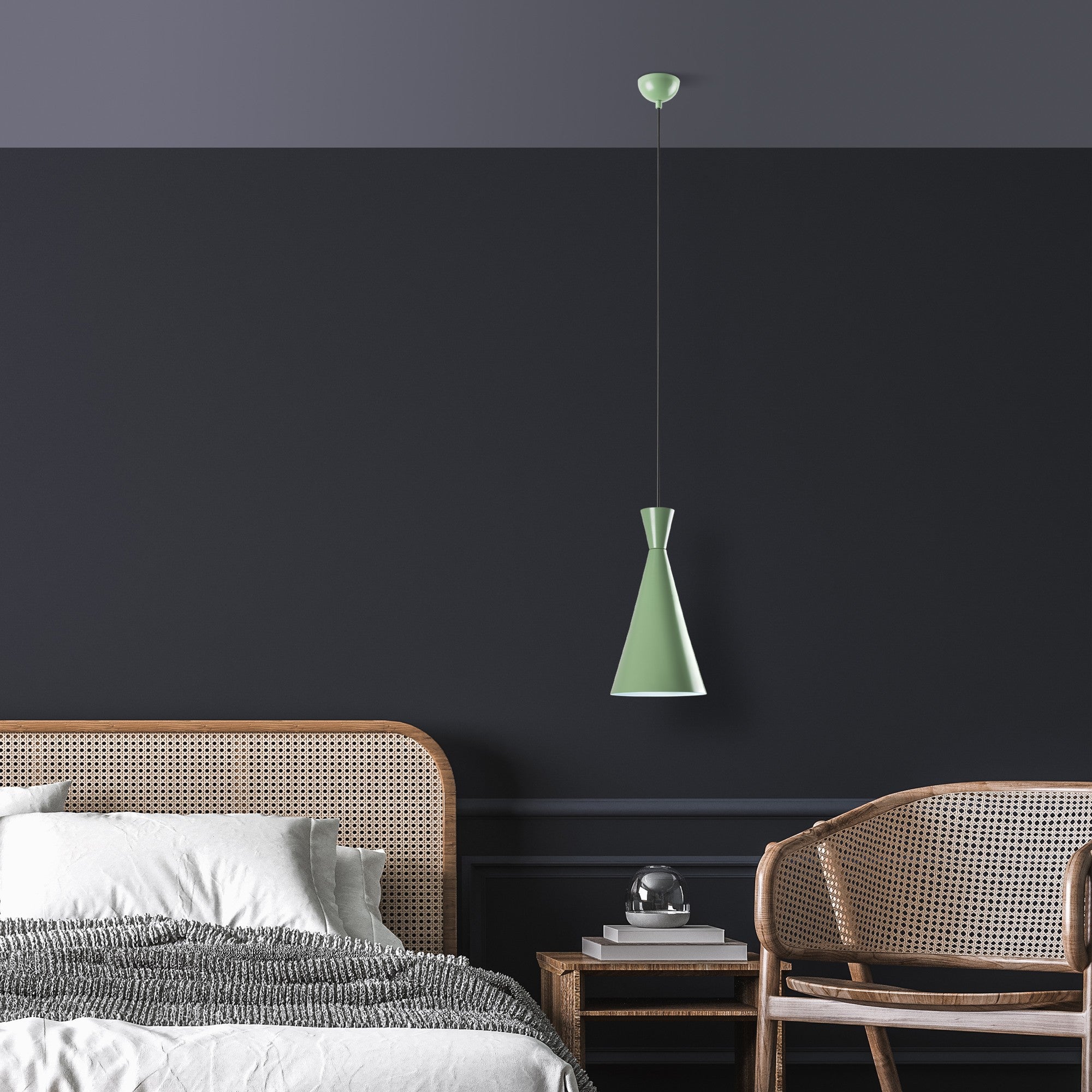 Candeeiro de Teto – altura ajustável de 45 a 134 cm – cor menta – corpo de metal