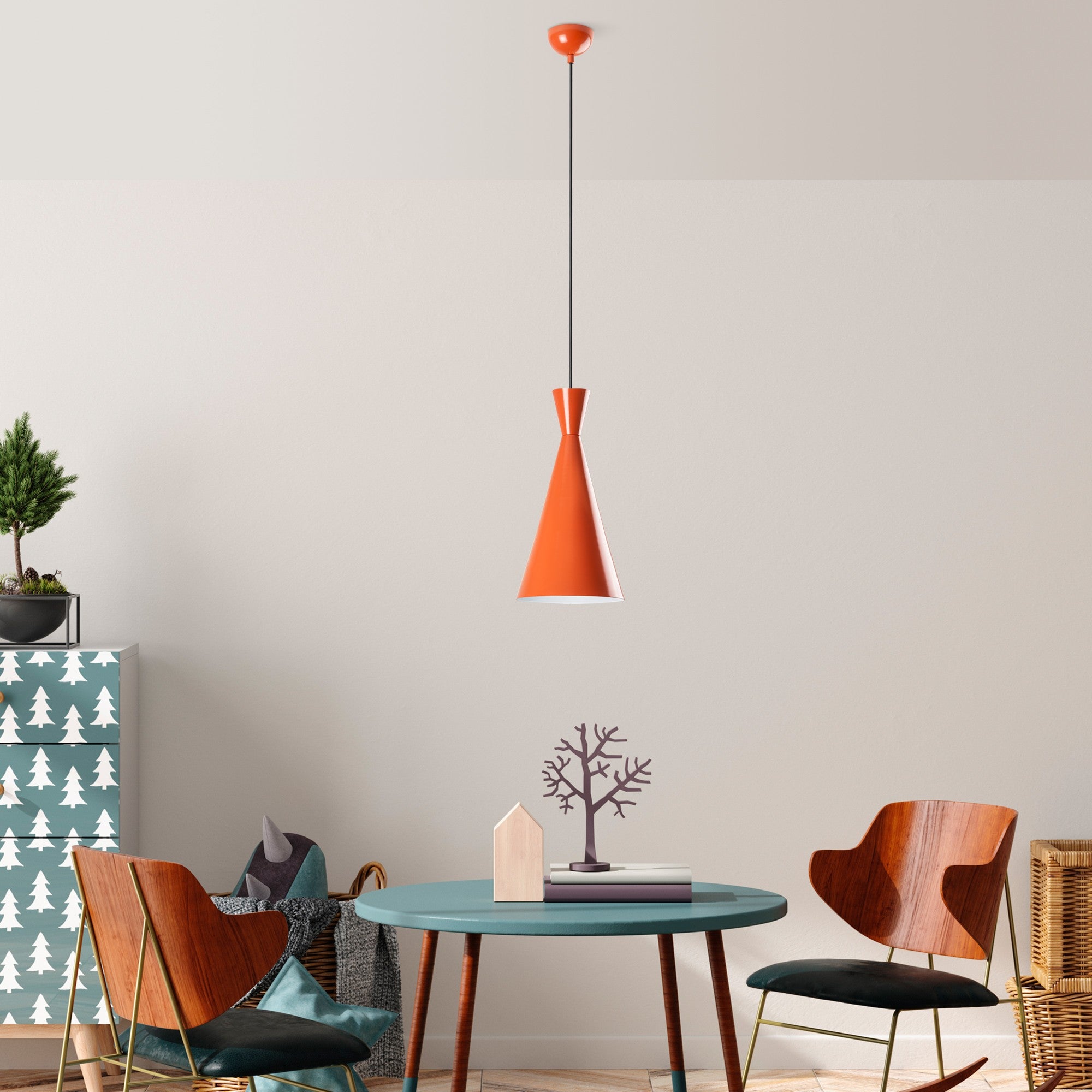 Candeeiro de Teto – 45-134 cm – Laranja – Metal