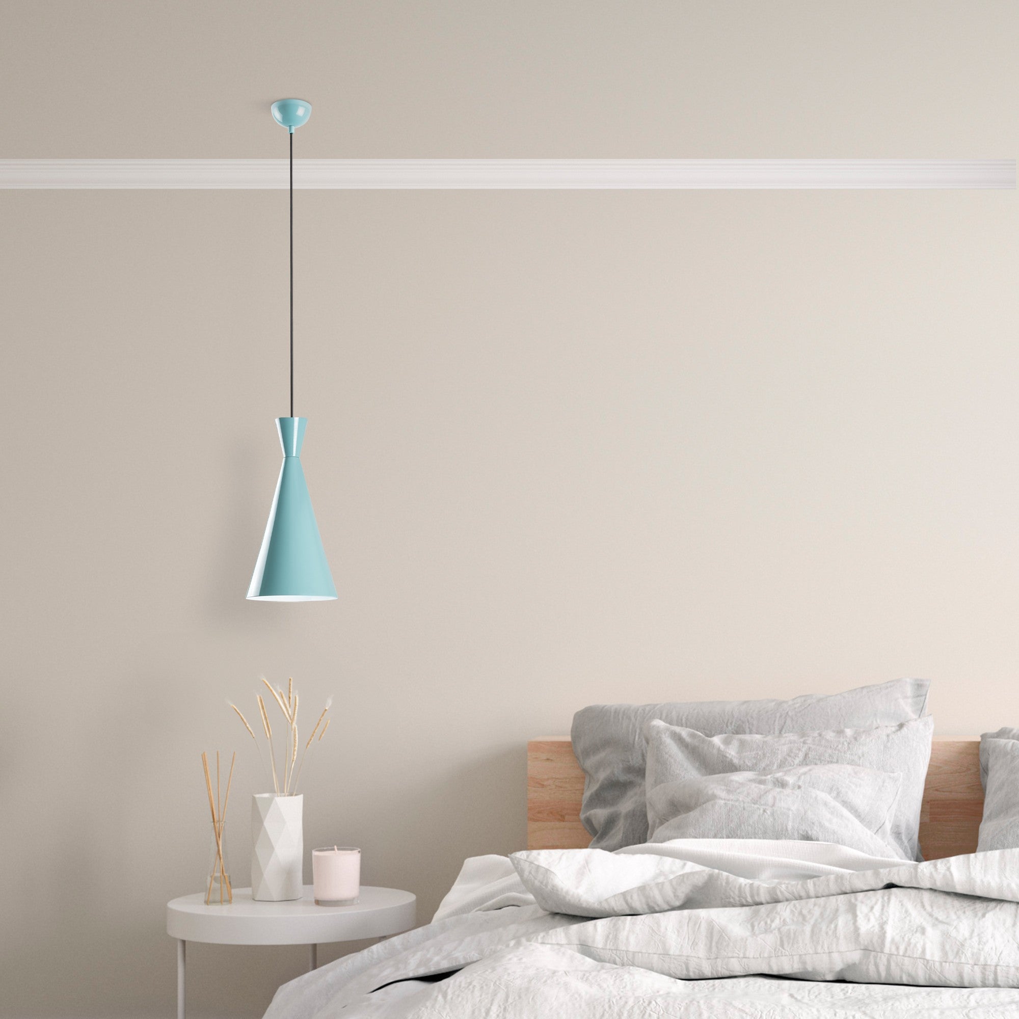 Candeeiro de Teto de metal – altura ajustável de 45 a 134 cm – turquesa