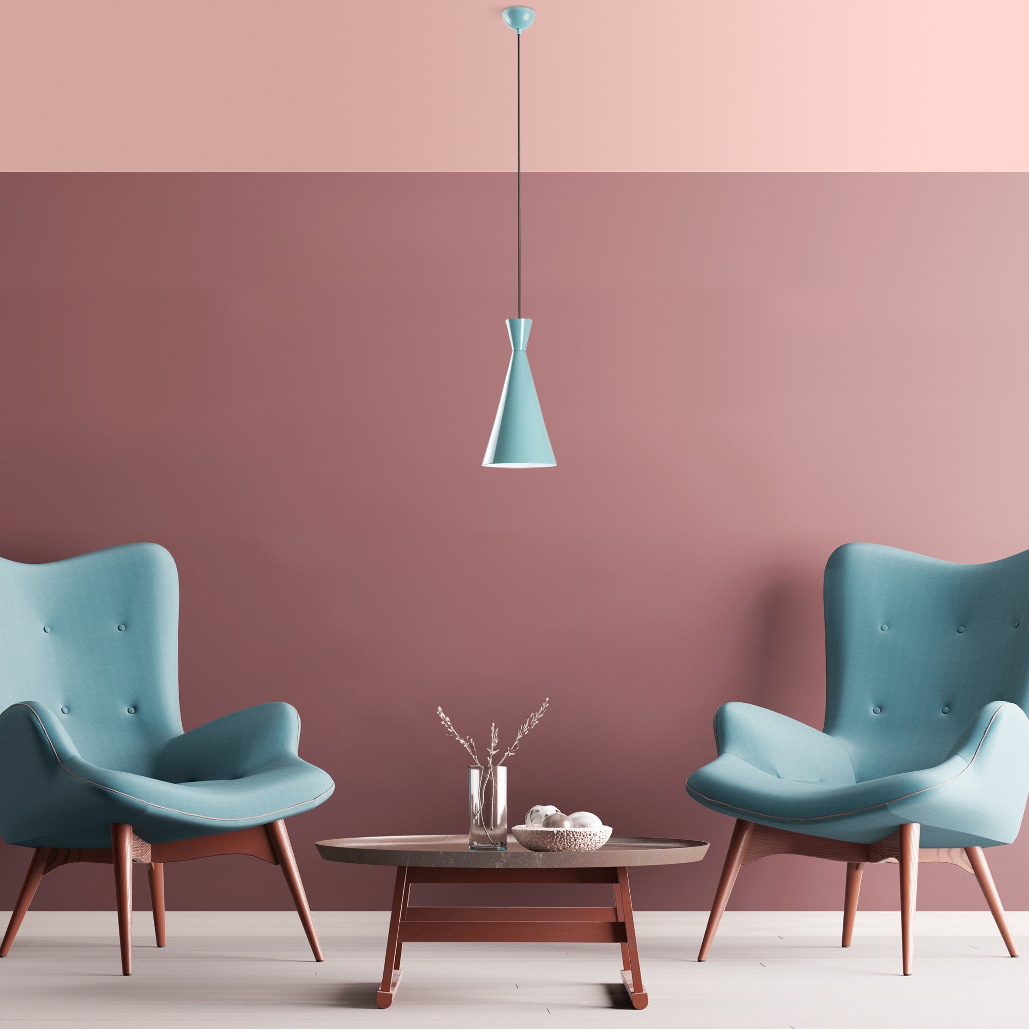 Candeeiro de Teto de metal – altura ajustável de 45 a 134 cm – turquesa