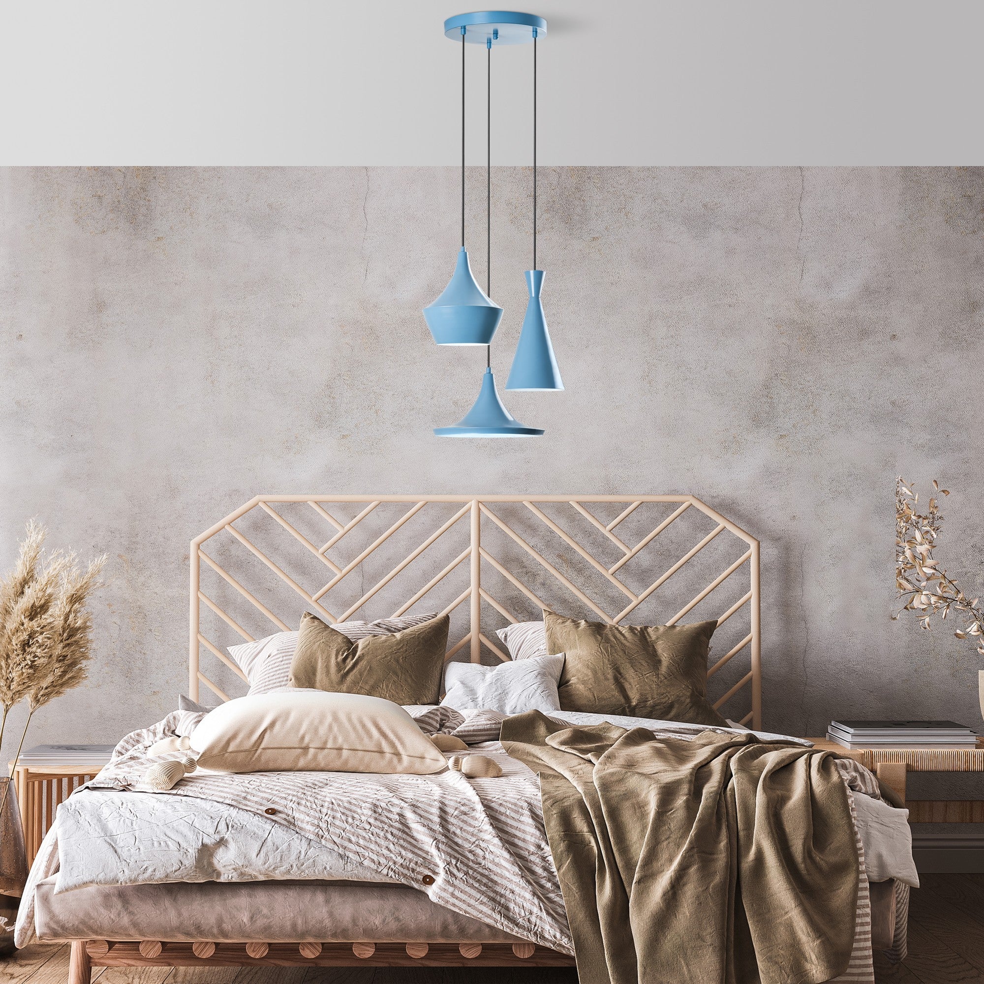 Candeeiro de Teto – 45 cm de diâmetro – Azul claro – Metal