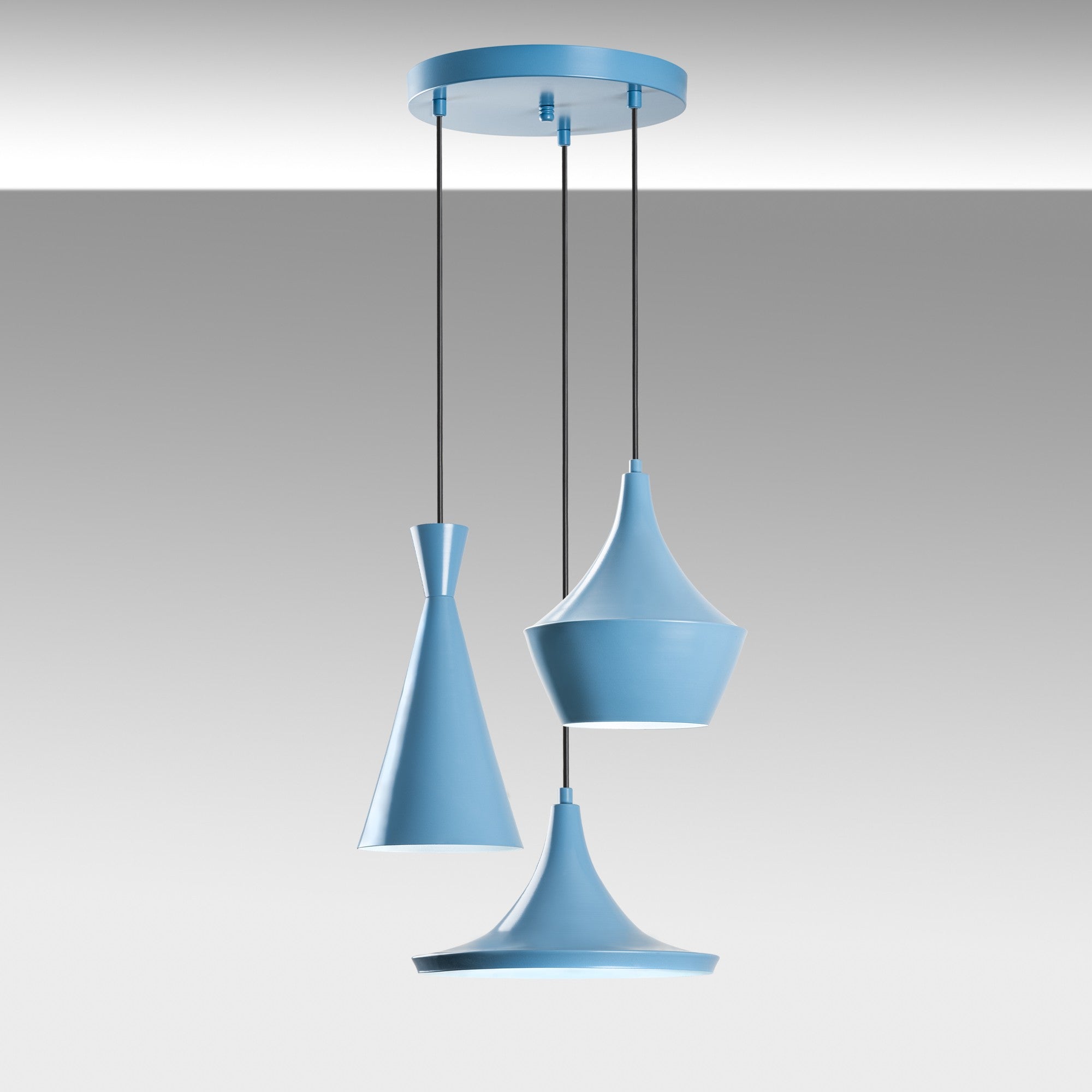 Candeeiro de Teto – 45 cm de diâmetro – Azul claro – Metal