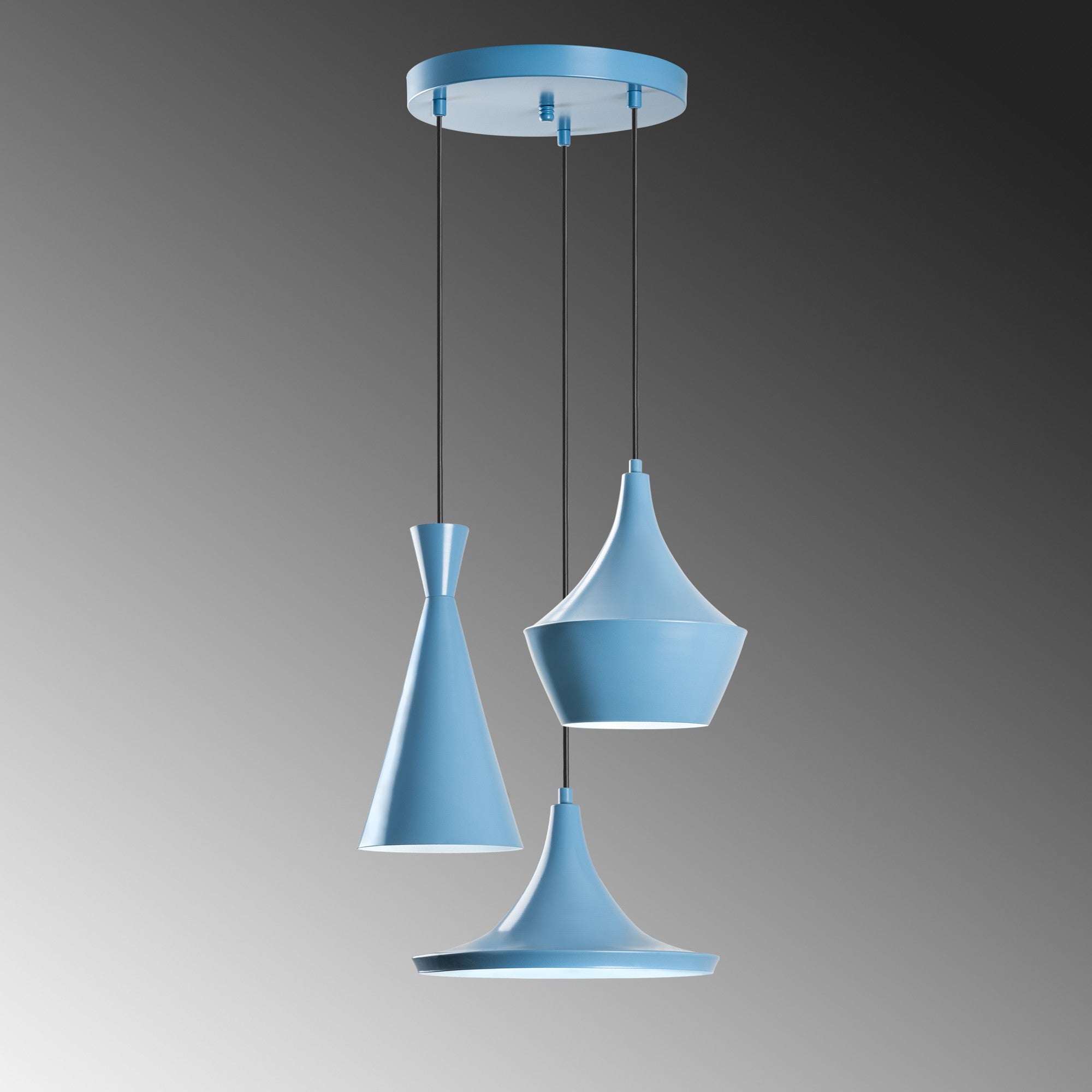 Candeeiro de Teto – 45 cm de diâmetro – Azul claro – Metal