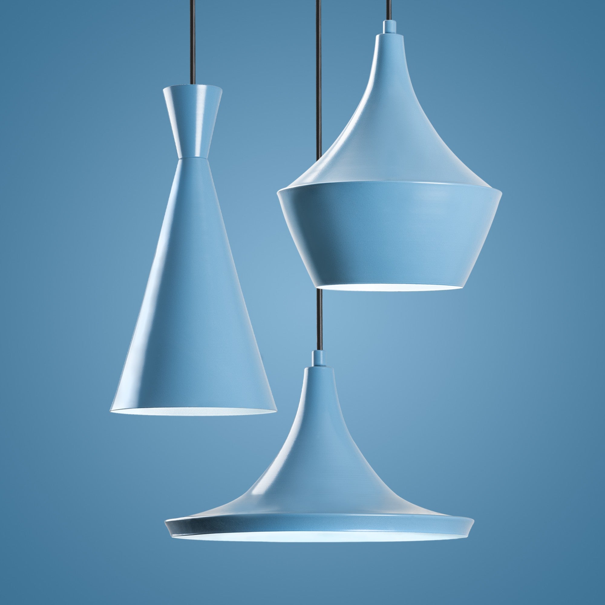 Candeeiro de Teto – 45 cm de diâmetro – Azul claro – Metal