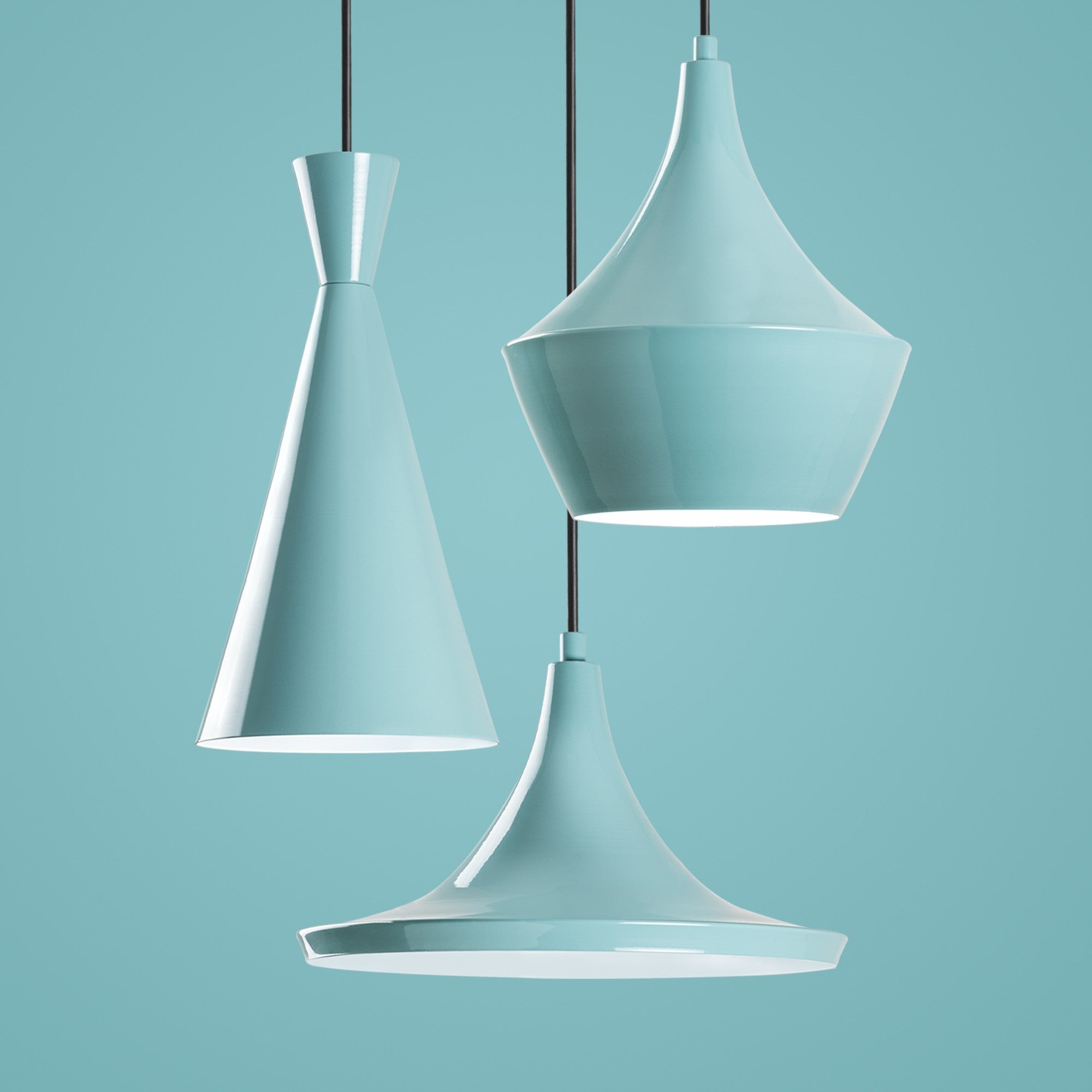 Candeeiro de Teto – altura ajustável de 45 a 135 cm – turquesa – metal