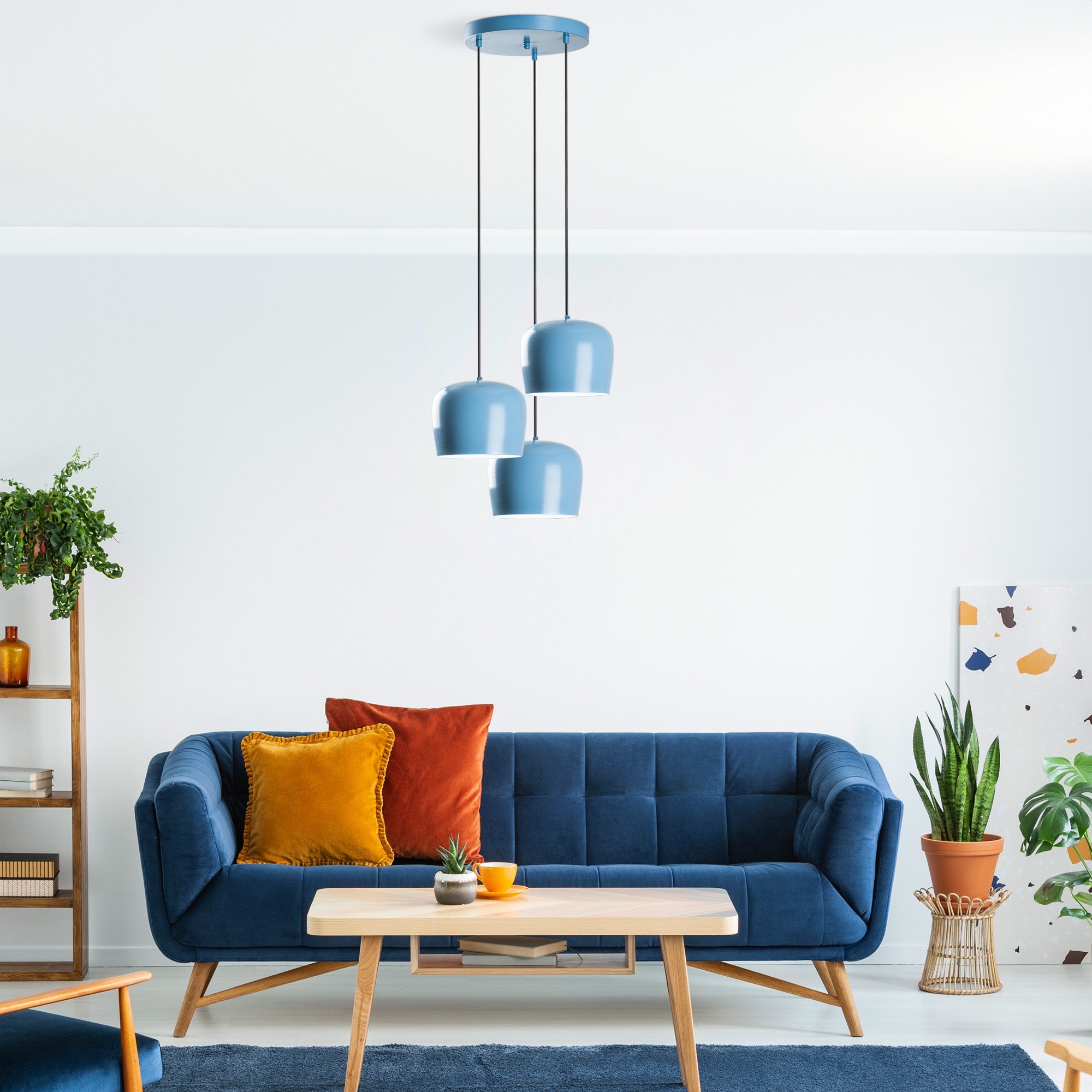 Candeeiro de Teto – 45 cm diâmetro – Azul Claro – Metal