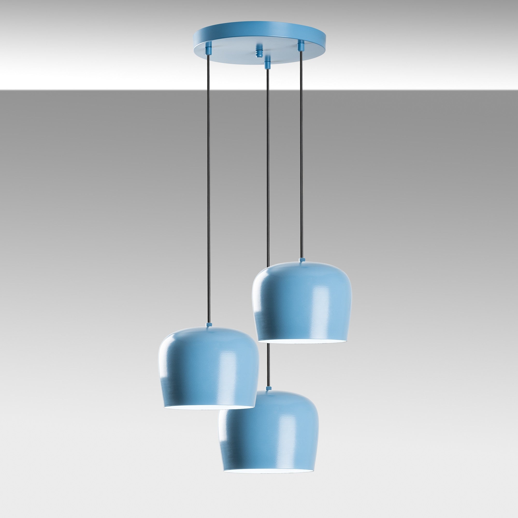 Candeeiro de Teto – 45 cm diâmetro – Azul Claro – Metal