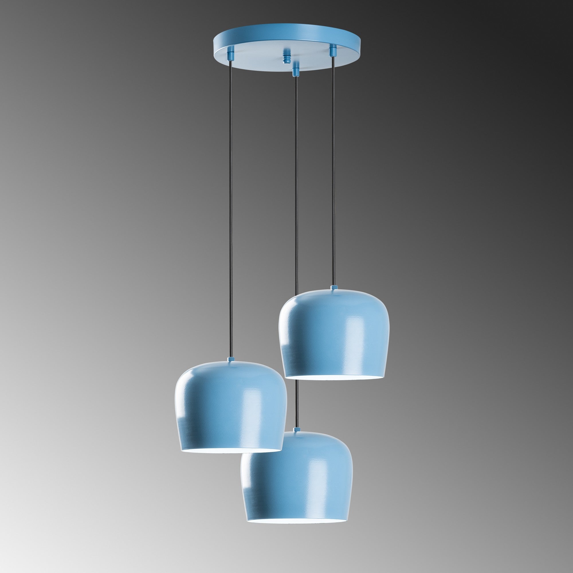 Candeeiro de Teto – 45 cm diâmetro – Azul Claro – Metal