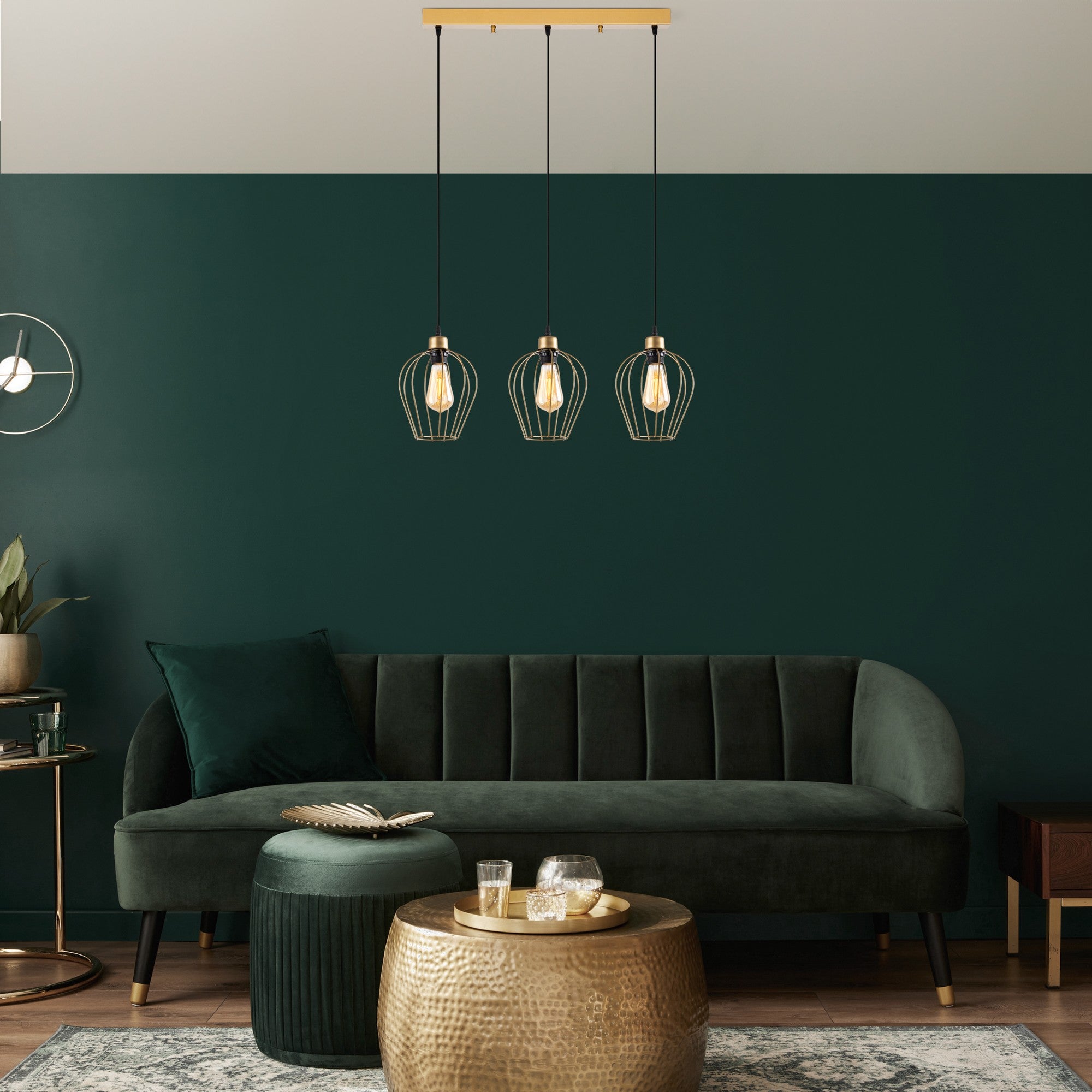 Candeeiro de Teto – 70 x 20 x 115 cm – Dourado – Metal