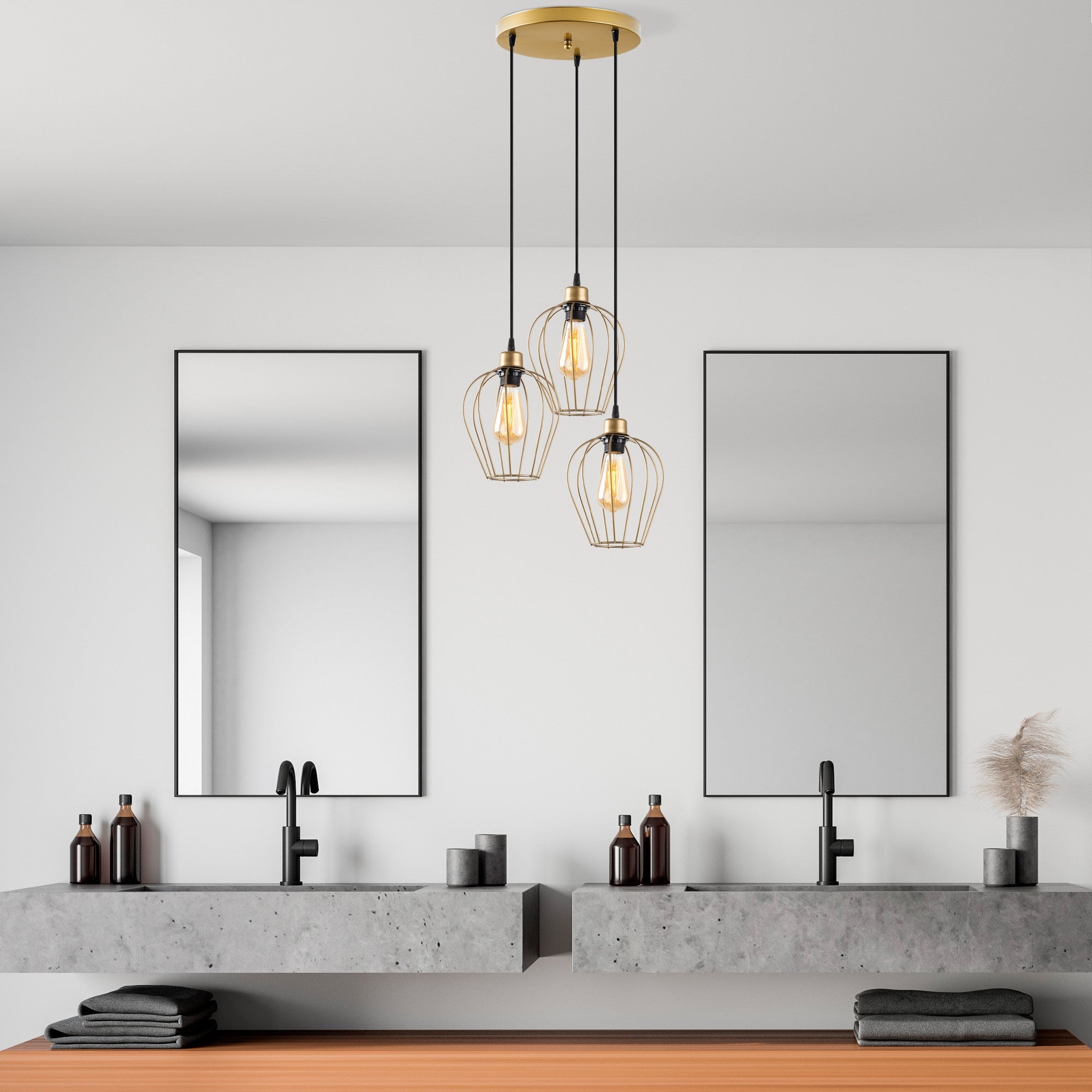 Candeeiro de Teto – 41 x 41 x 115 cm – Dourado – Metálico