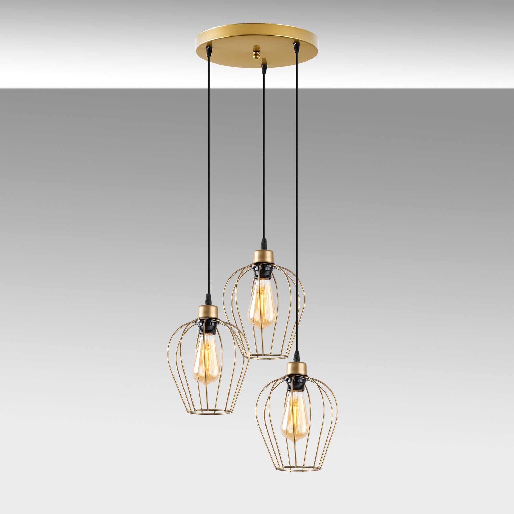 Candeeiro de Teto – 41 x 41 x 115 cm – Dourado – Metálico