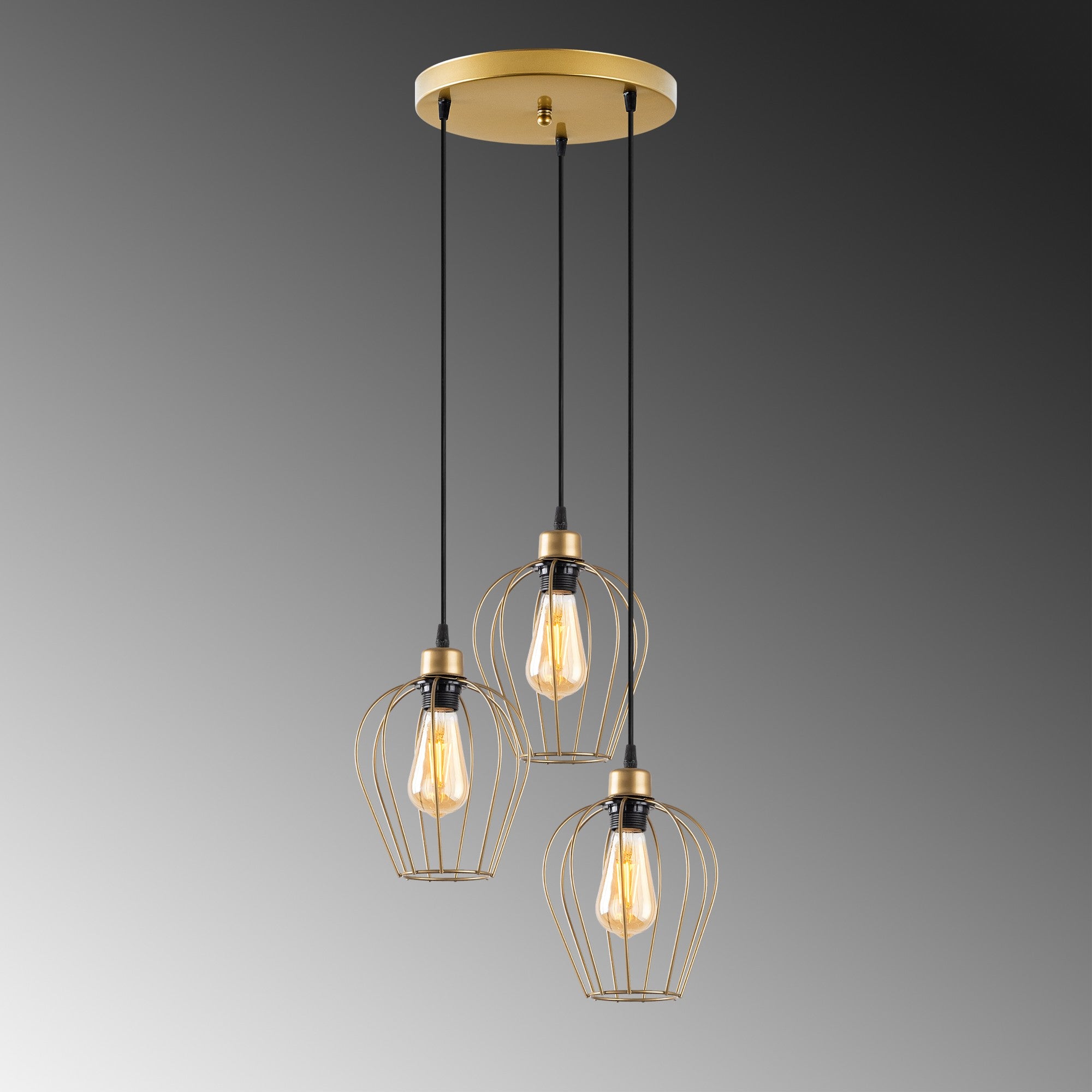 Candeeiro de Teto – 41 x 41 x 115 cm – Dourado – Metálico