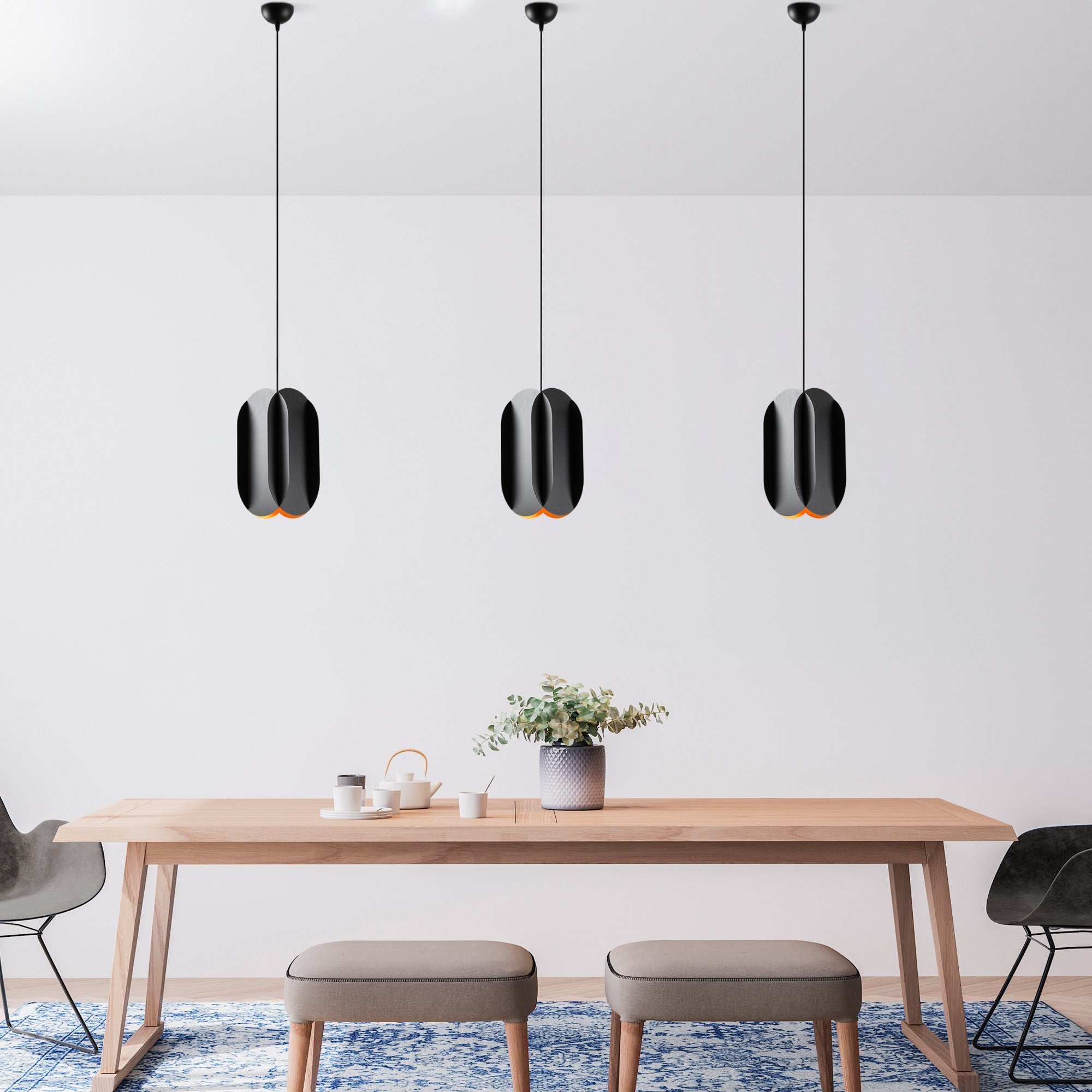 Candeeiro de Teto – 40-115 cm – Preto – Metálico