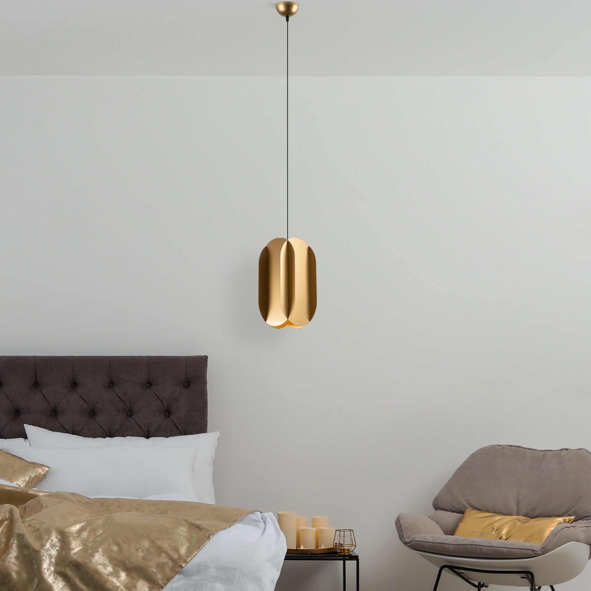 Candeeiro de Teto – 40-115 cm – Dourado – Metal