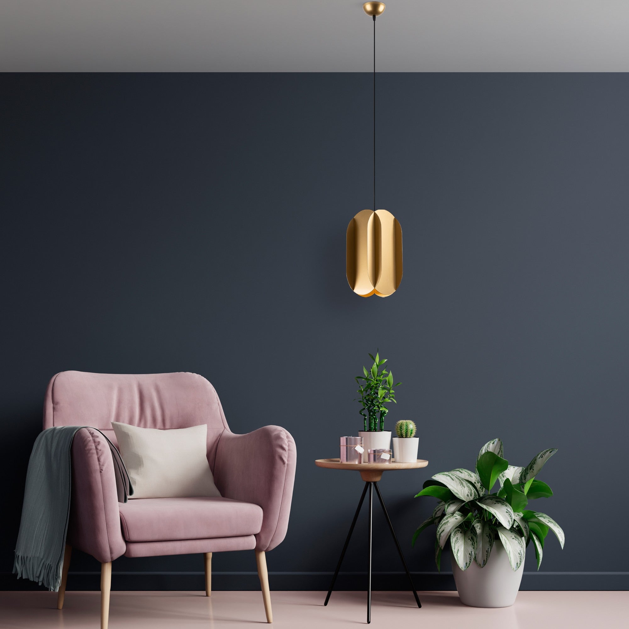 Candeeiro de Teto – 40-115 cm – Dourado – Metal