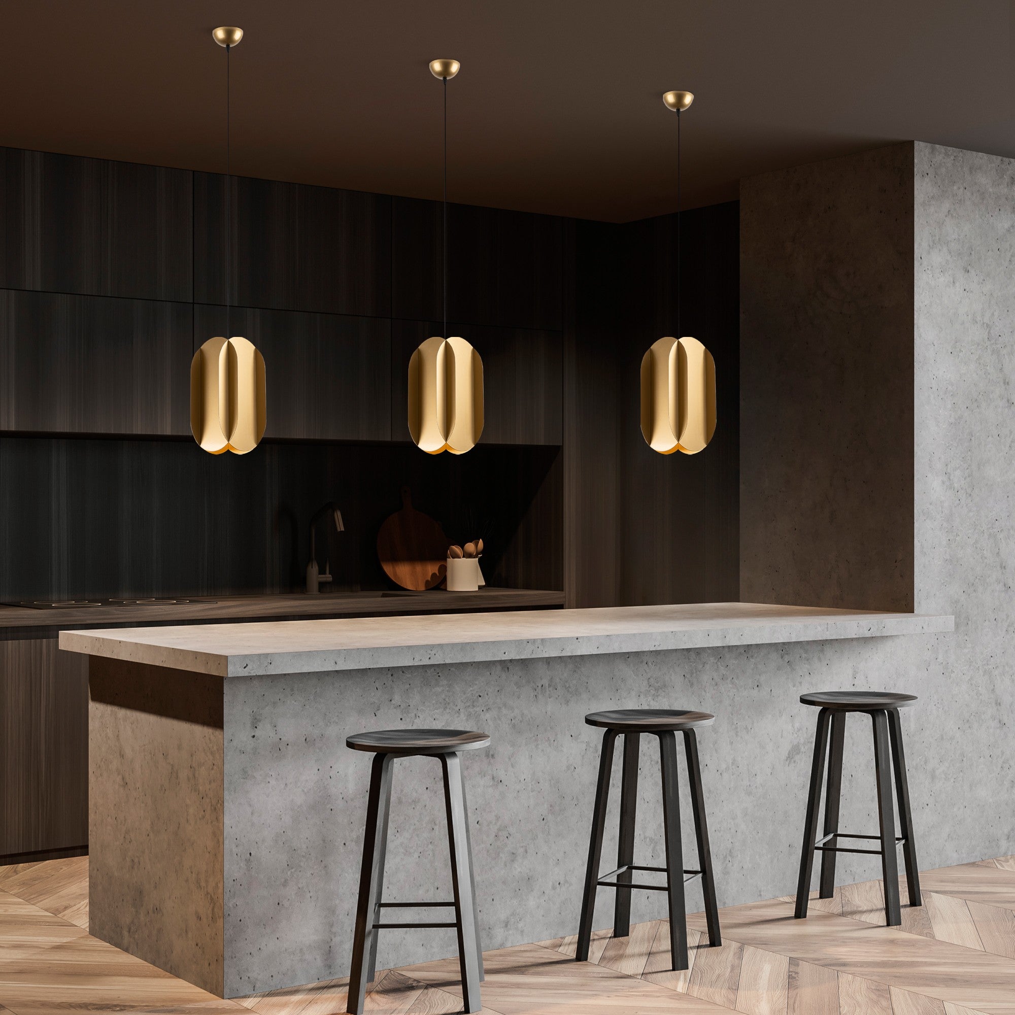 Candeeiro de Teto – 40-115 cm – Dourado – Metal