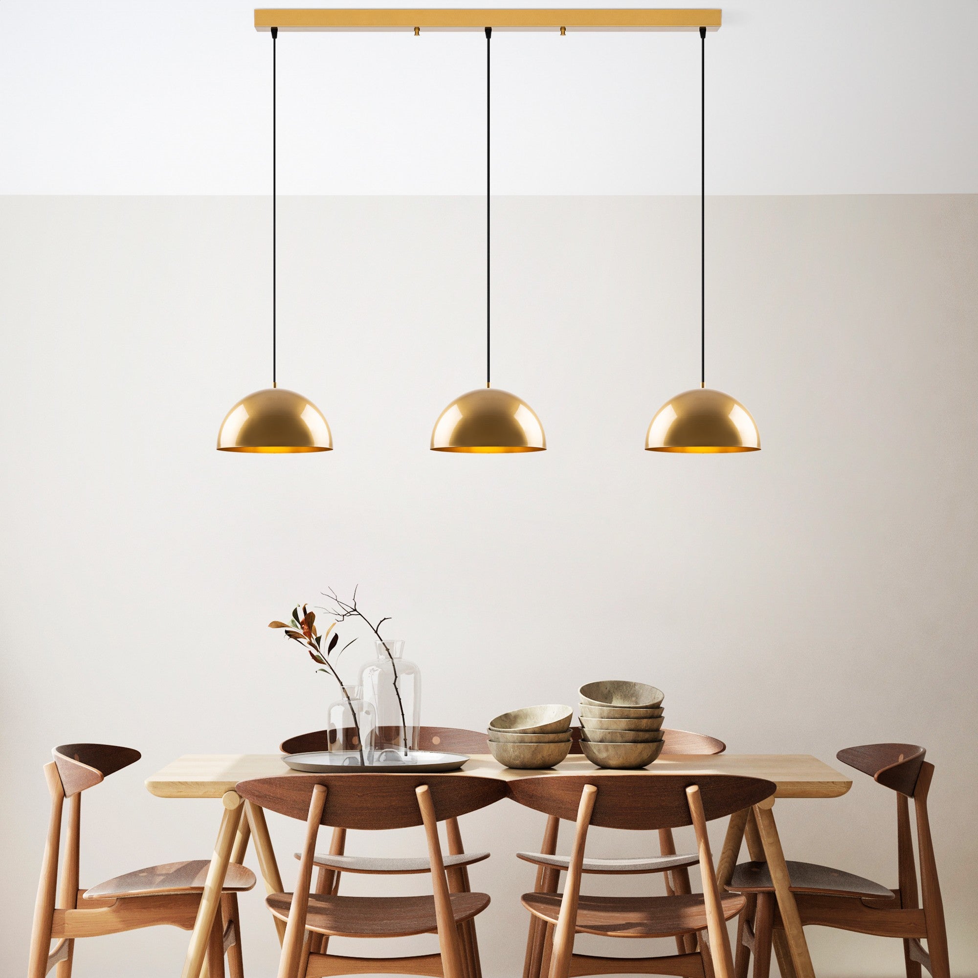 Candeeiro de Teto – 140x30x111 cm – Dourado – Metal