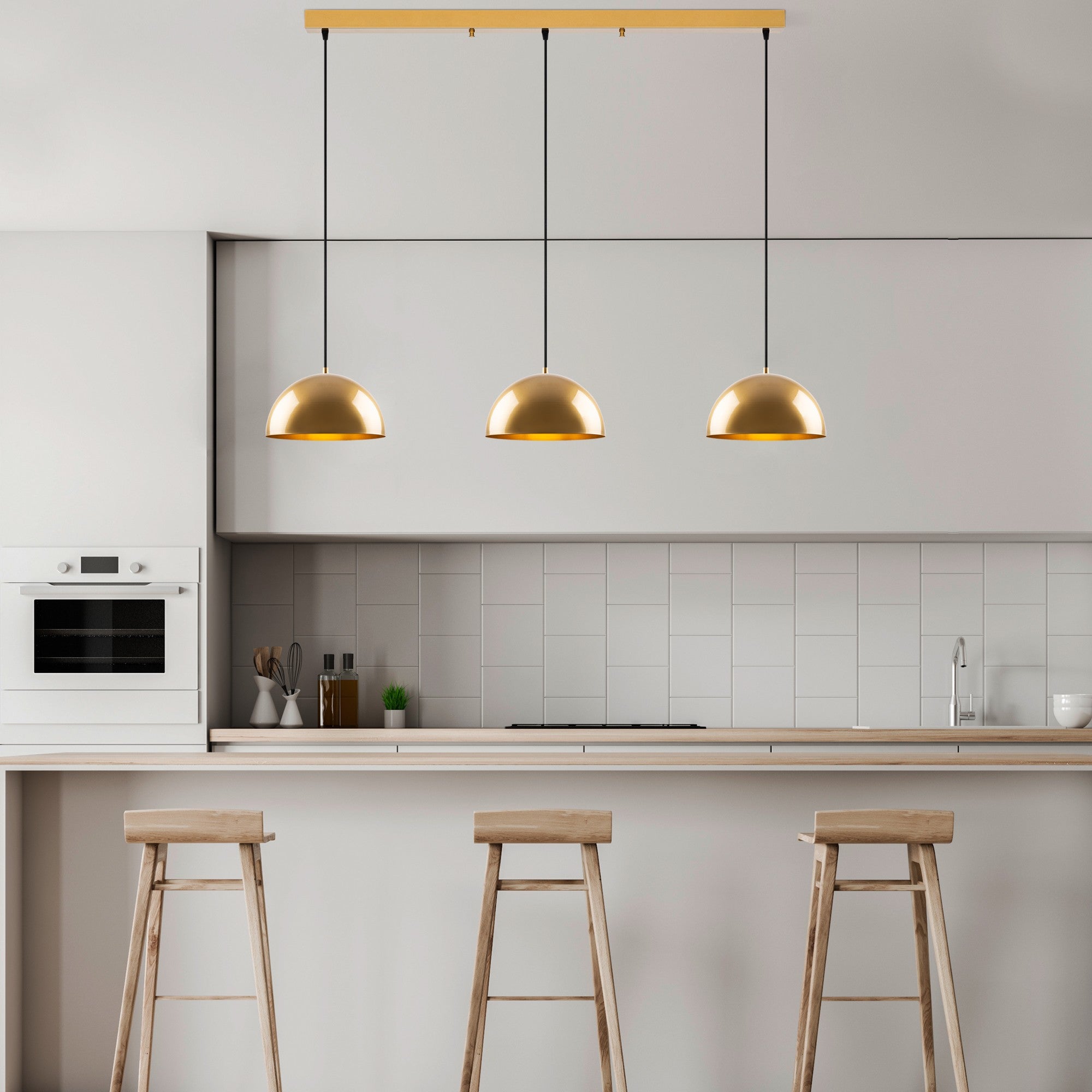 Candeeiro de Teto – 140x30x111 cm – Dourado – Metal