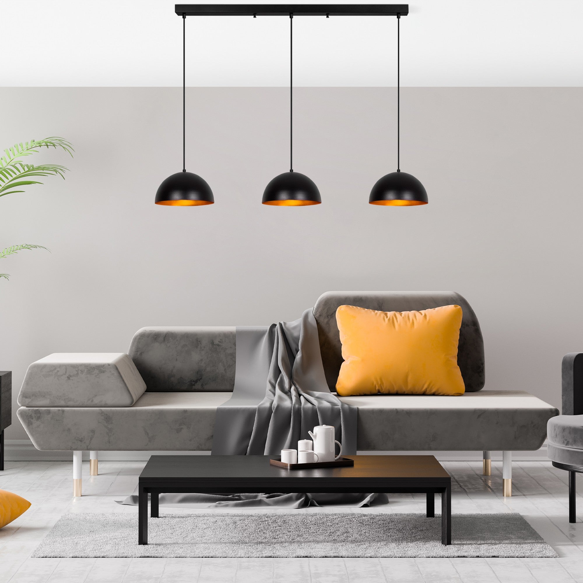 Candeeiro de Teto – 140 x 30 x 111 cm – Preto – Metal