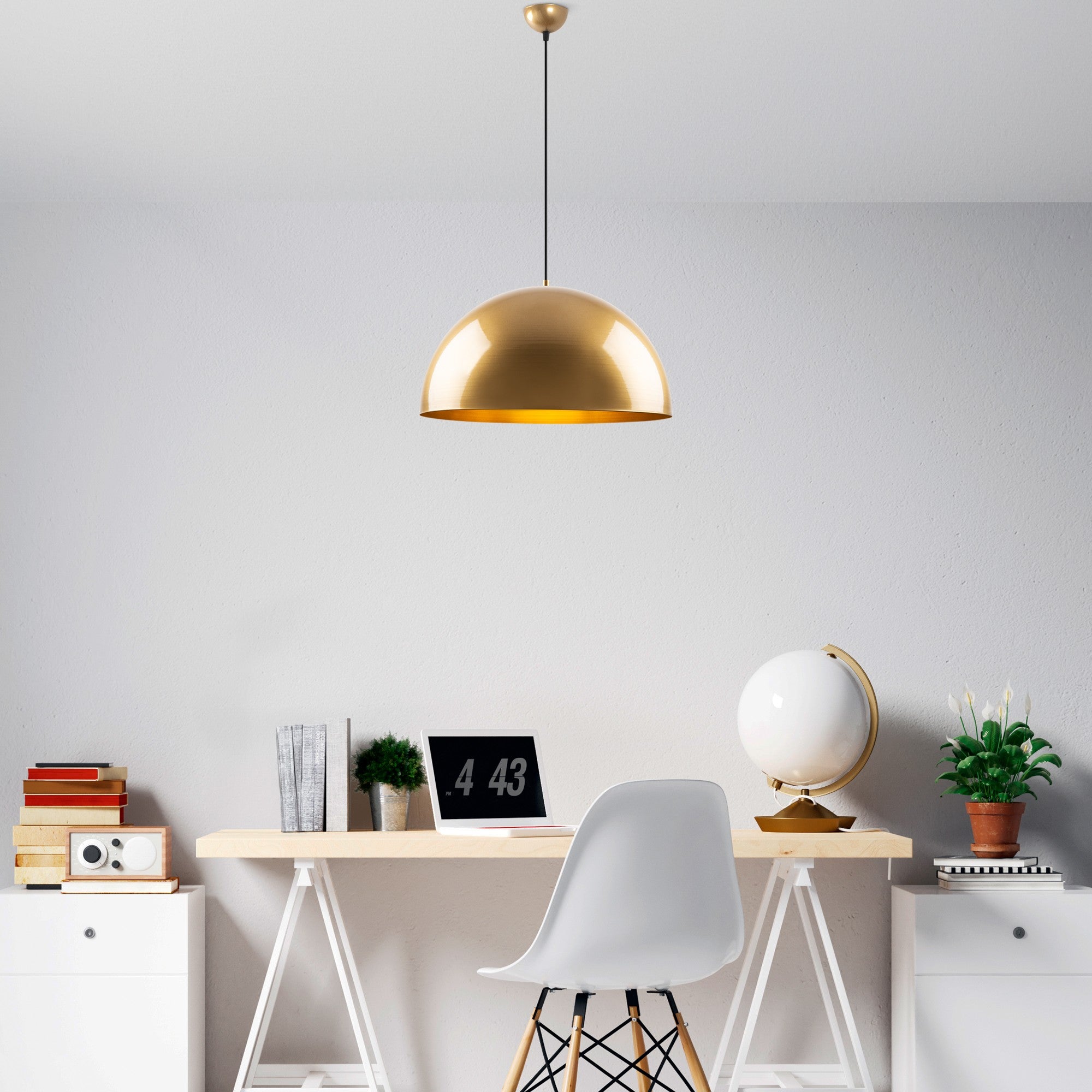 Candeeiro de Teto – 50 x 50 x 121 cm – Dourado – Metal