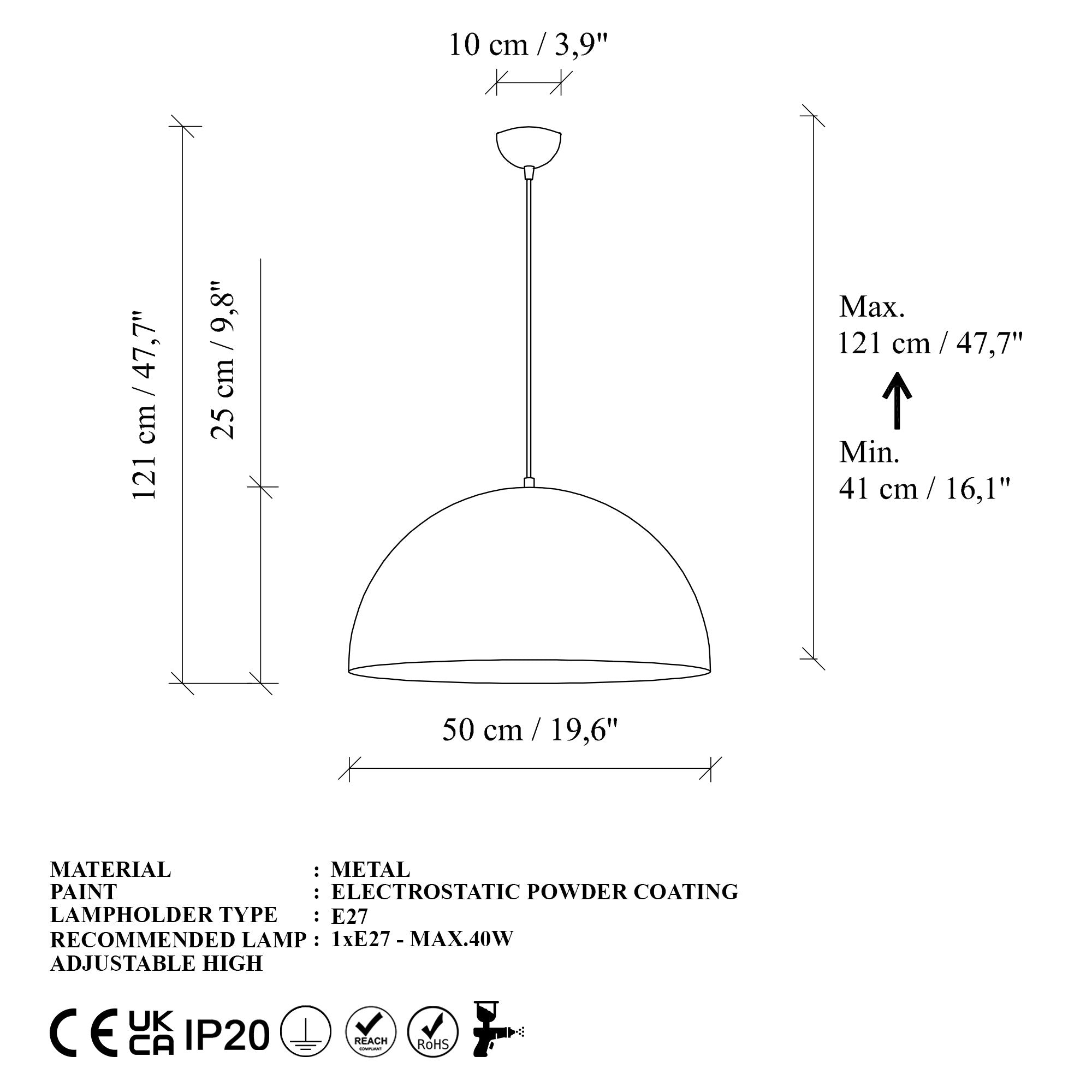 Candeeiro de Teto – 50 x 50 x 121 cm – Dourado – Metal