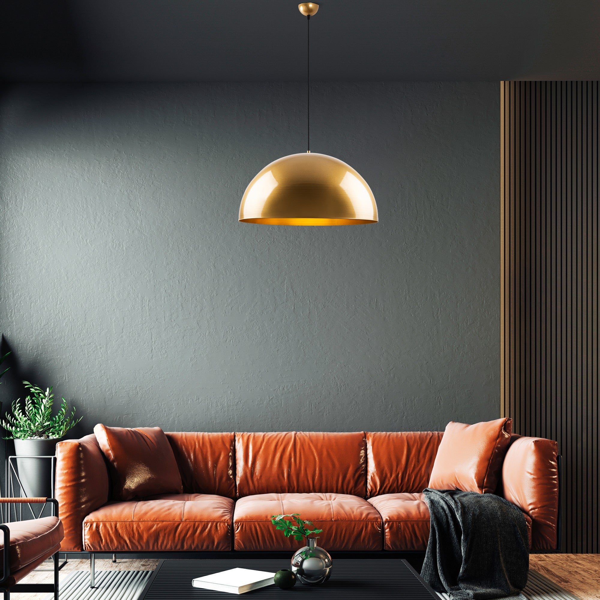 Candeeiro de Teto – 60 x 60 x 126 cm – Dourado – Metal